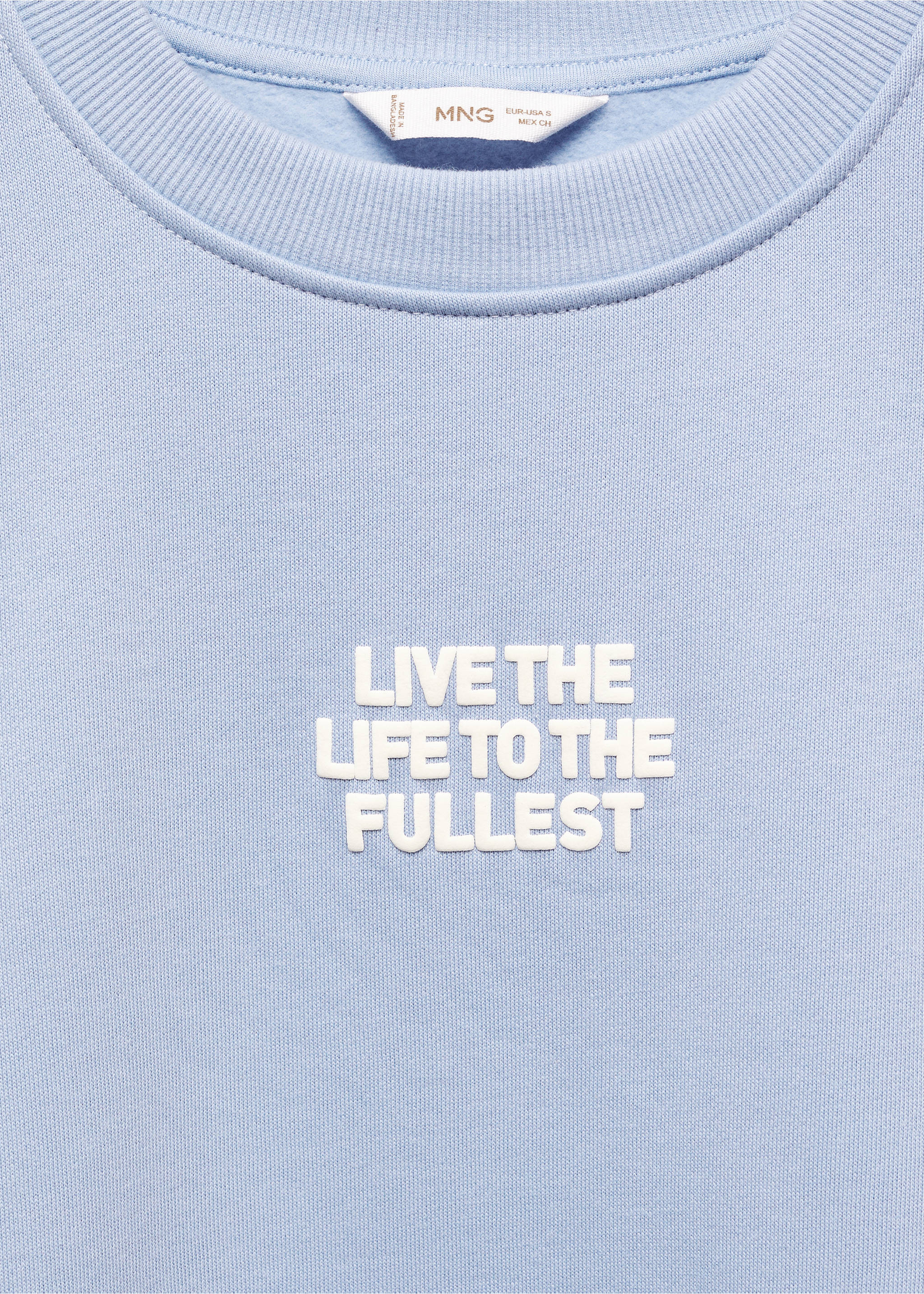 Printed message sweatshirt - Details of the article 8, Blue. Ref: 57036724-00.