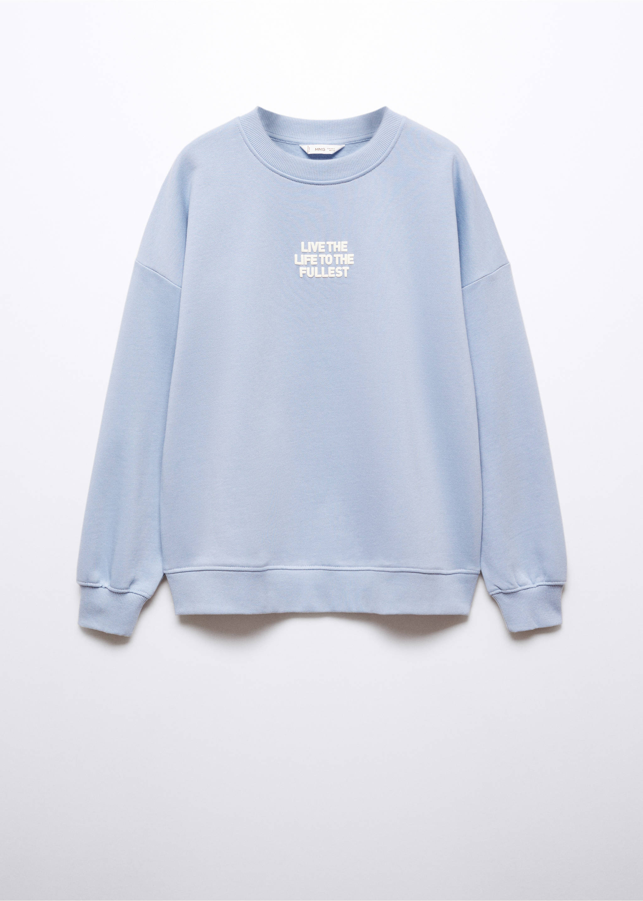 Printed message sweatshirt - Article without model, Blue. Ref: 57036724-00.