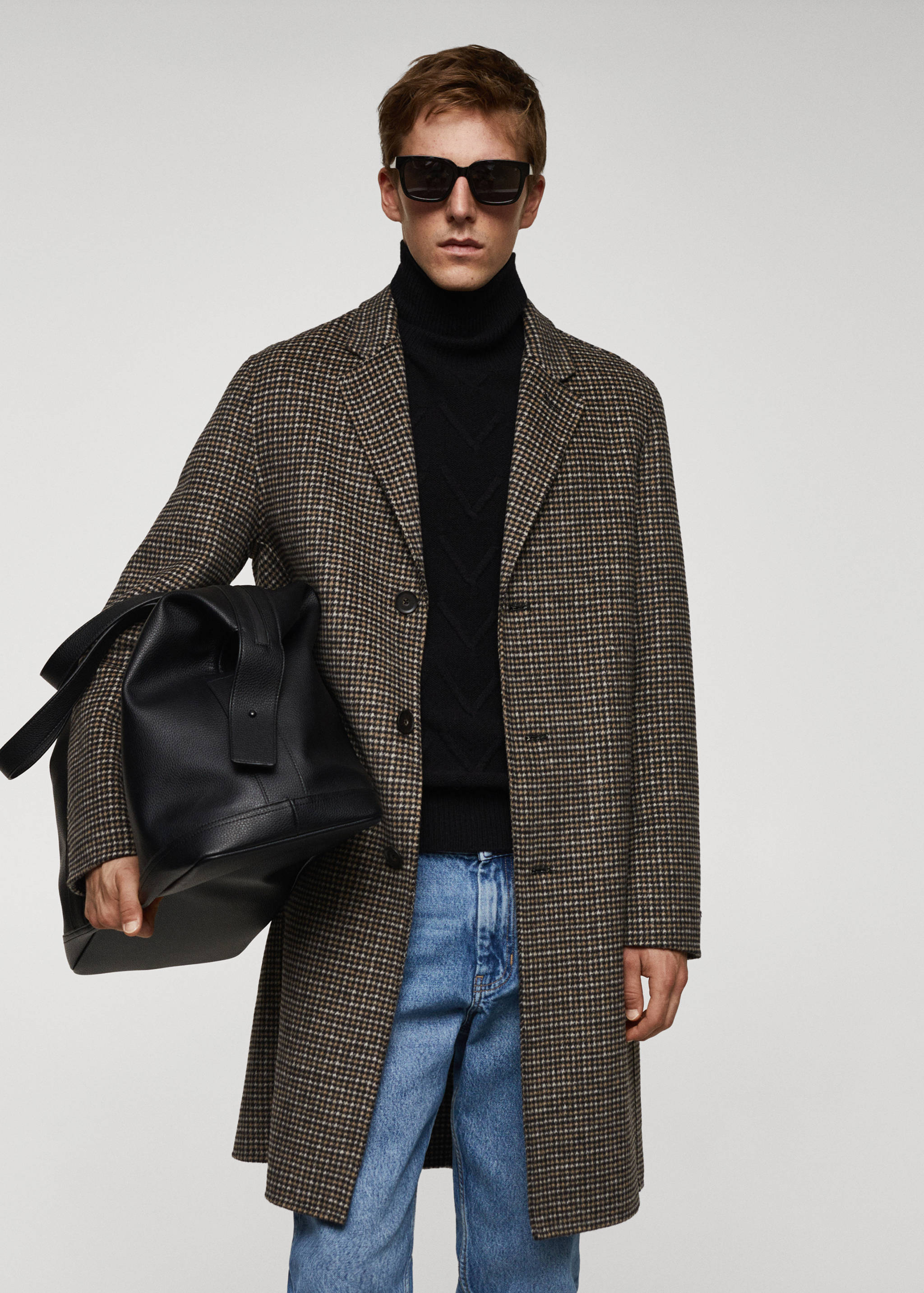 Wool-blend micro-houndstooth coat - Medium plane