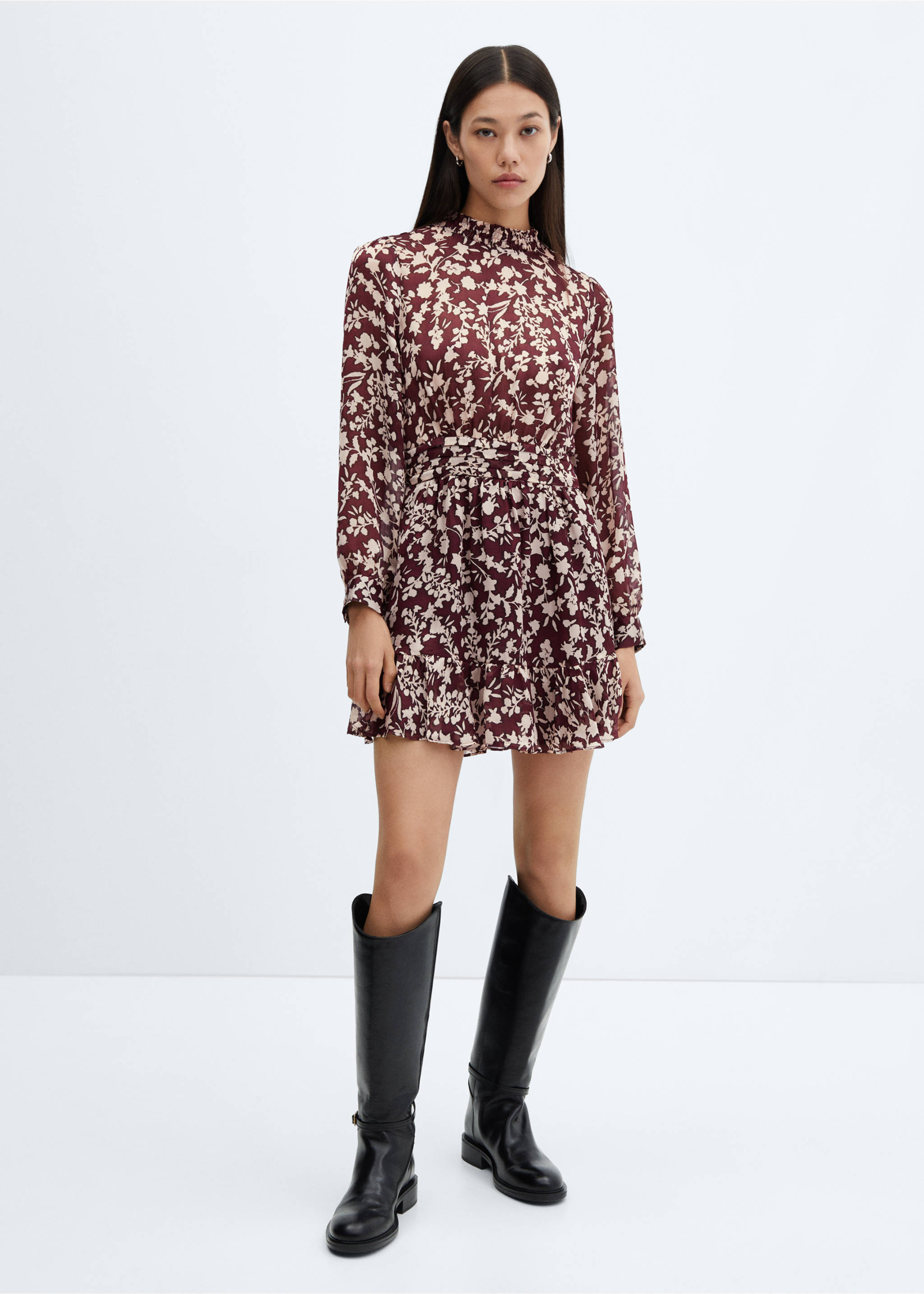 Flowy flower printed dress - General plane, Maroon. Ref: 57037729-00.