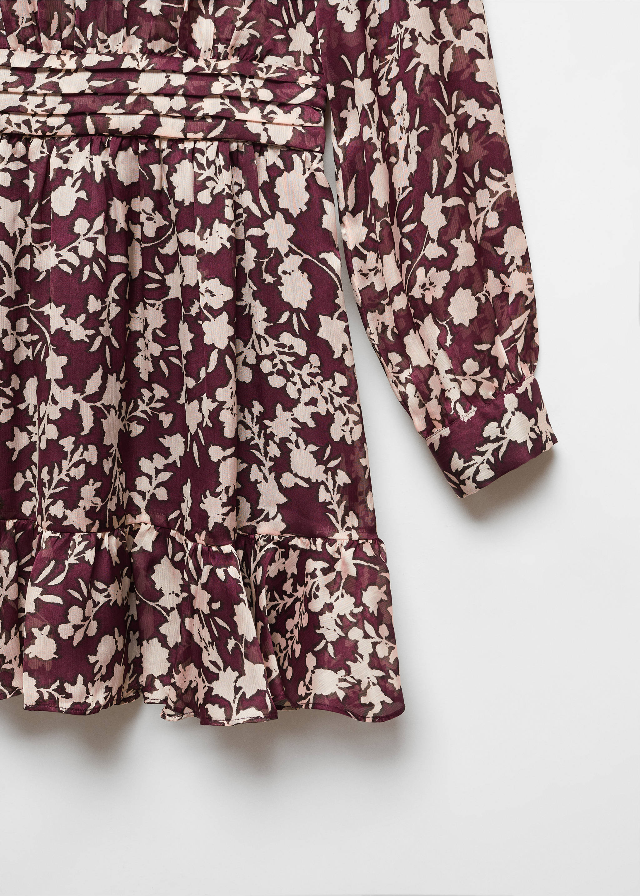 Flowy flower printed dress - Details of the article 8, Maroon. Ref: 57037729-00.