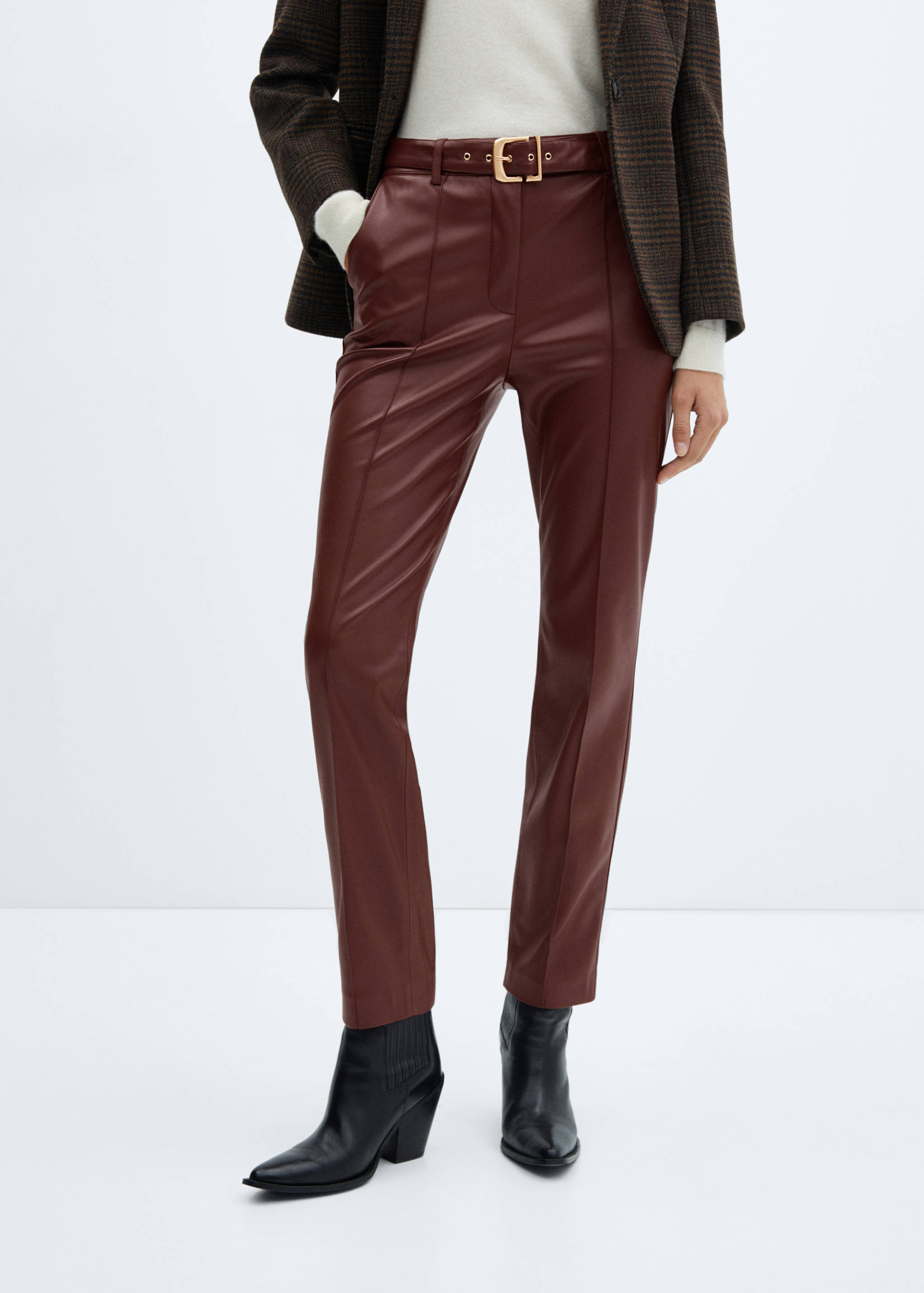Pantalon ceinture simili-cuir - Plan moyen