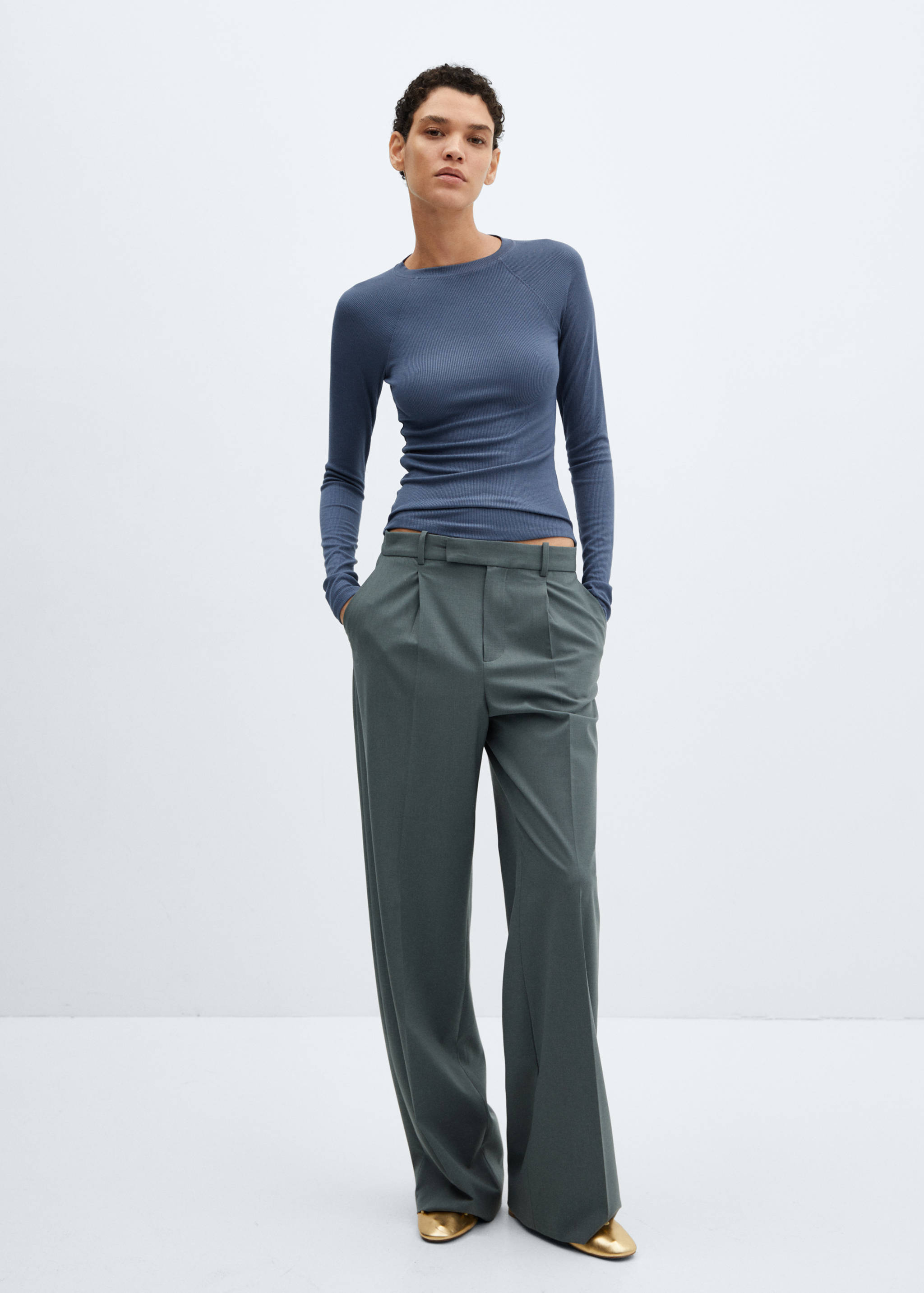 Camiseta manga larga canalé - Plano general