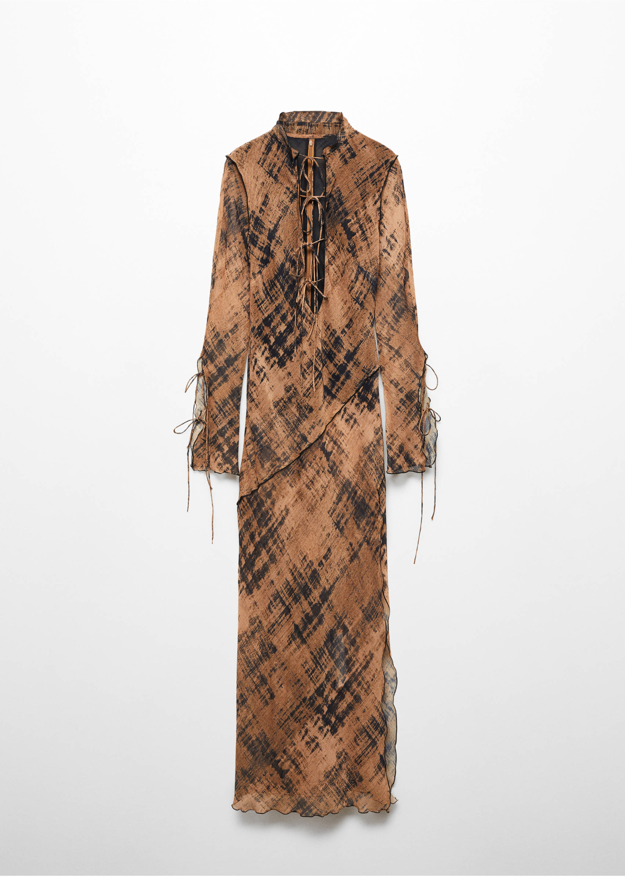 Printed semi-transparent dress - Article without model, Russet. Ref: 57037763-00.