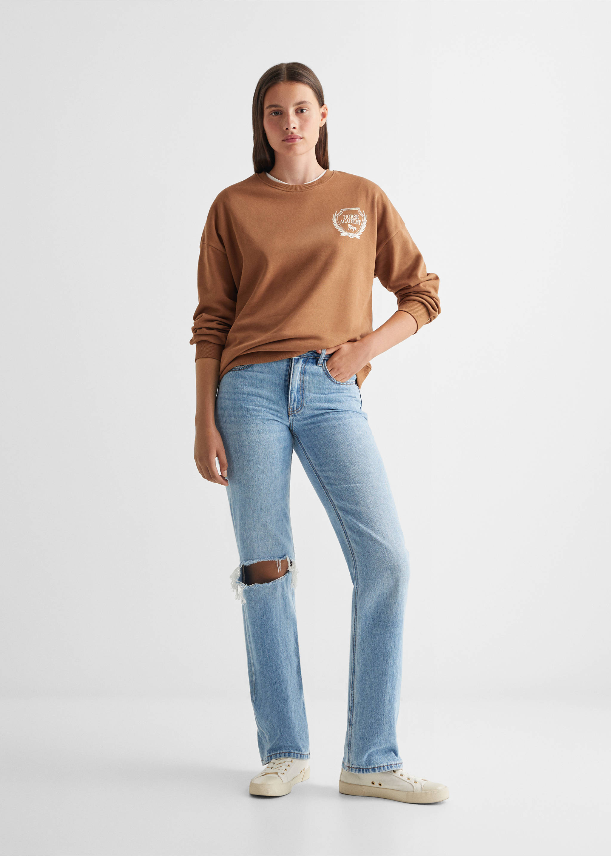 Printed message sweatshirt - General plane, Russet. Ref: 57037901-00.