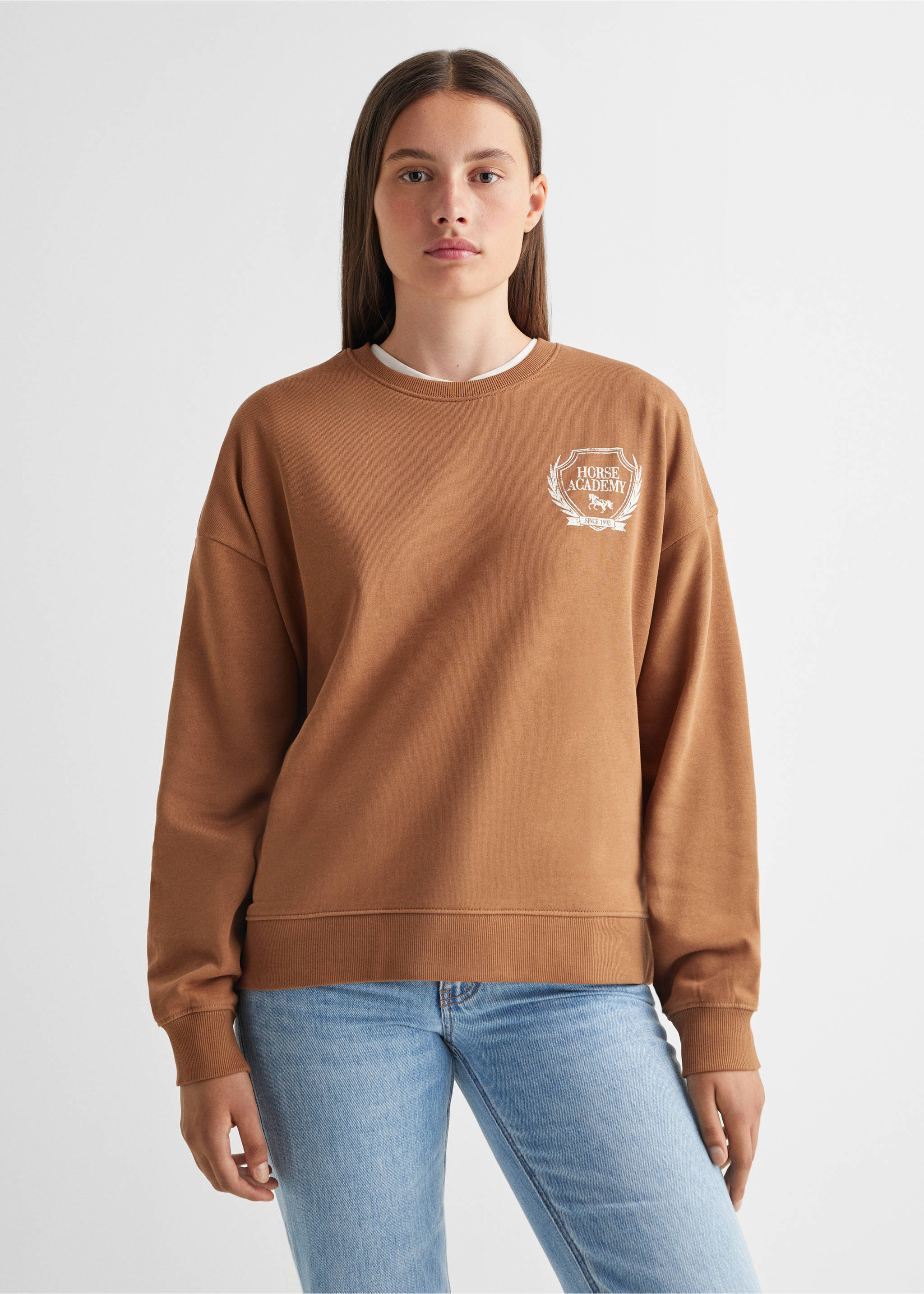 Printed message sweatshirt - Medium plane, Russet. Ref: 57037901-00.
