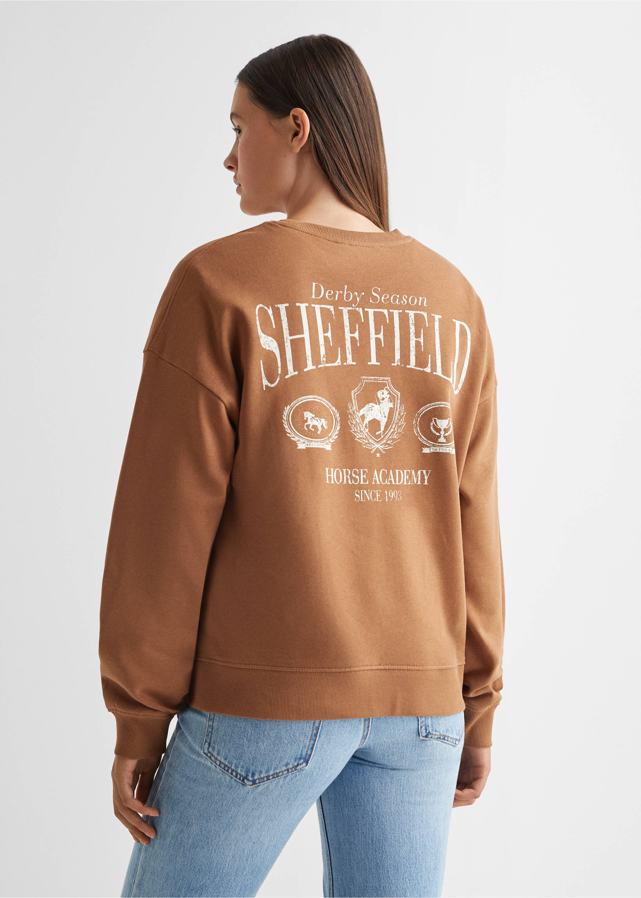 Printed message sweatshirt - Reverse of the article, Russet. Ref: 57037901-00.