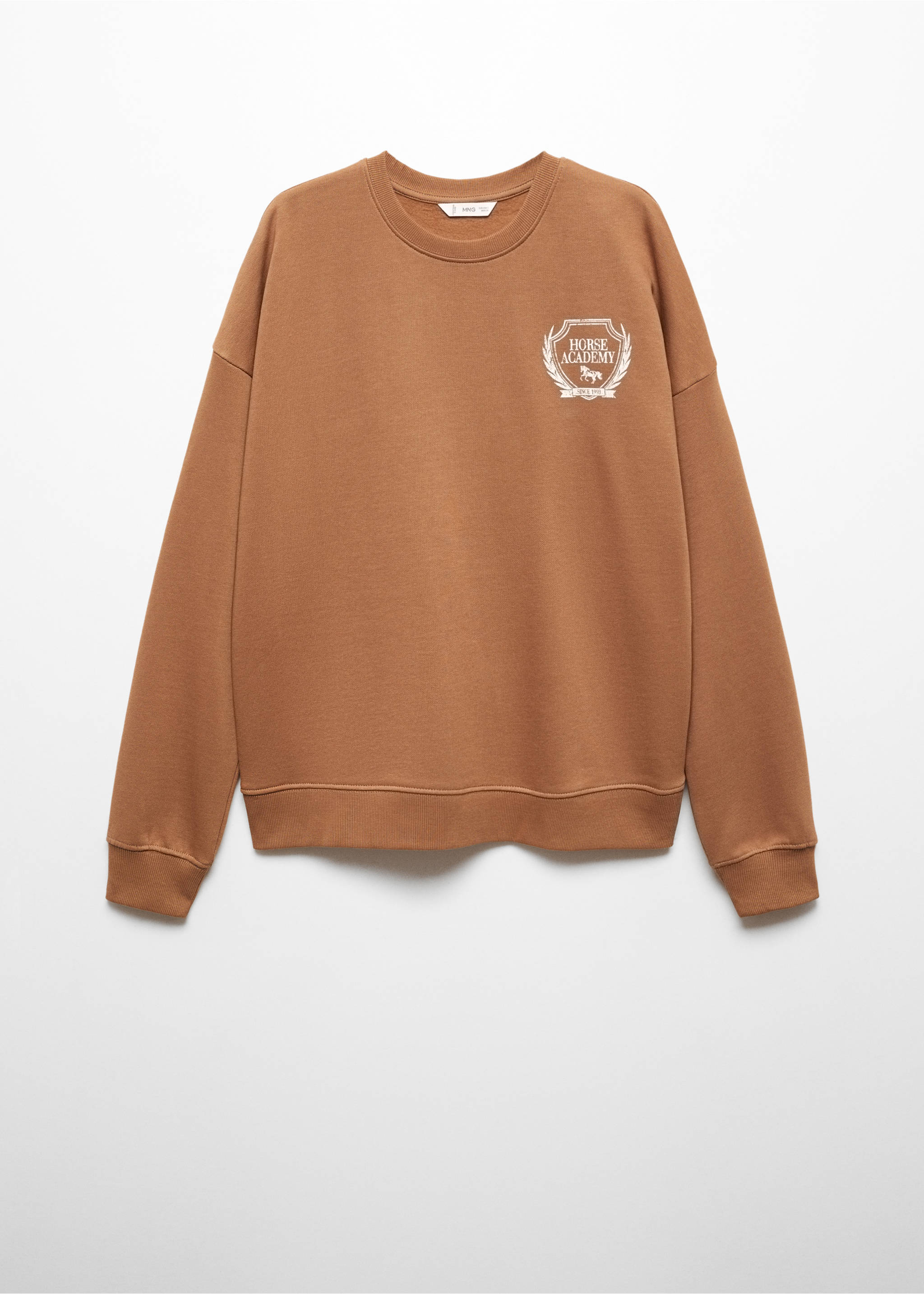 Printed message sweatshirt - Article without model, Russet. Ref: 57037901-00.