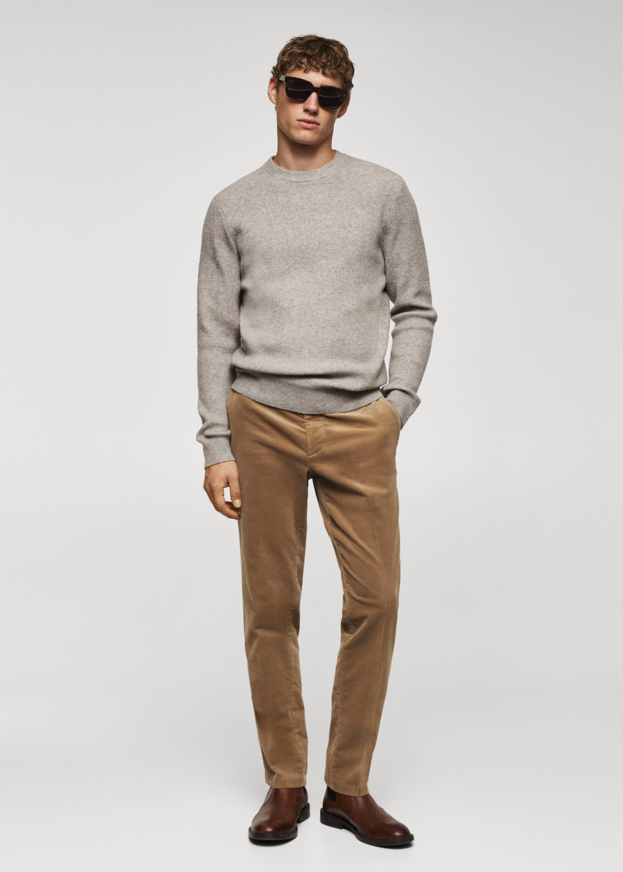 Slim-fit micro-corduroy trousers - General plane