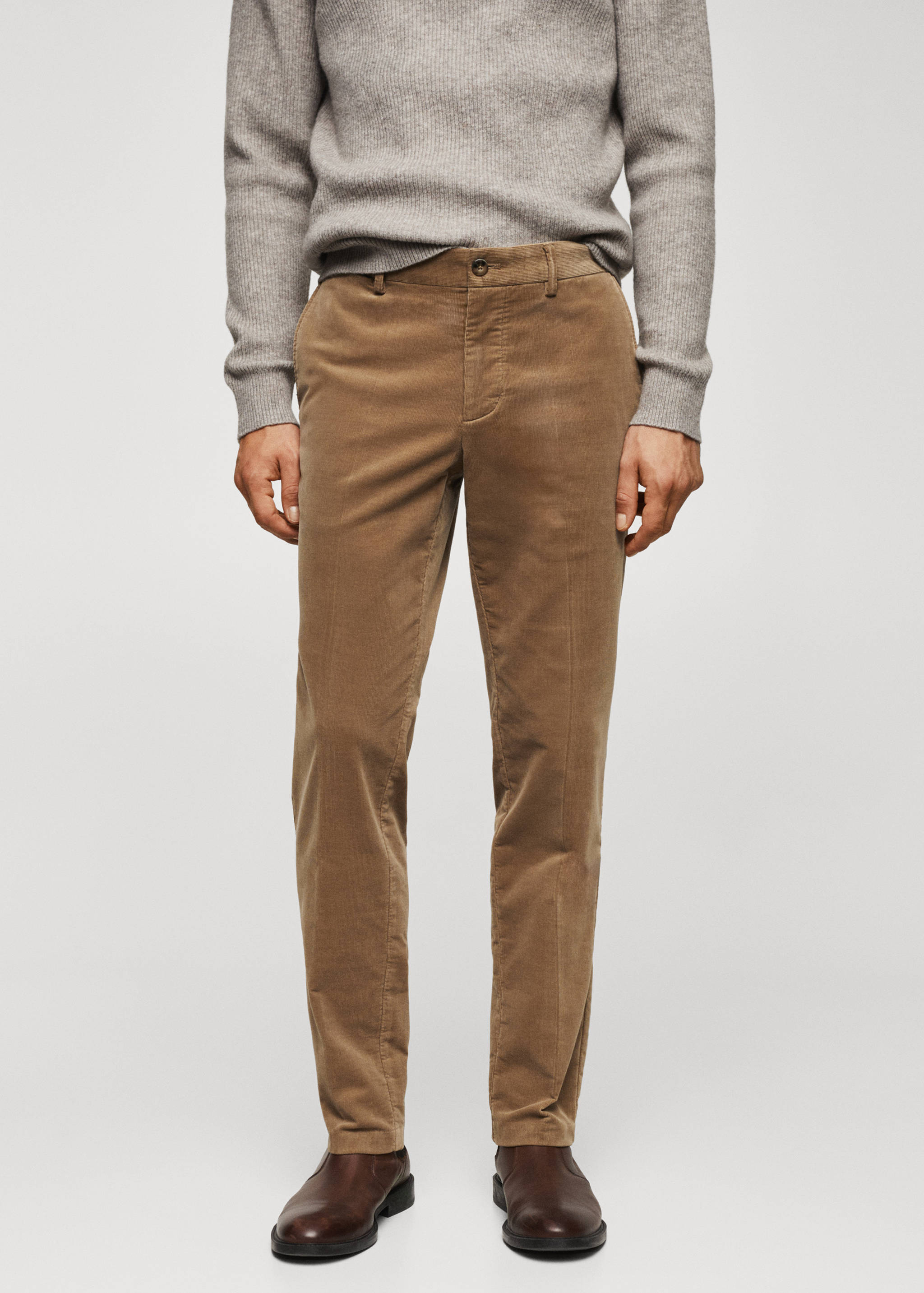 Slim-fit micro-corduroy trousers - Medium plane