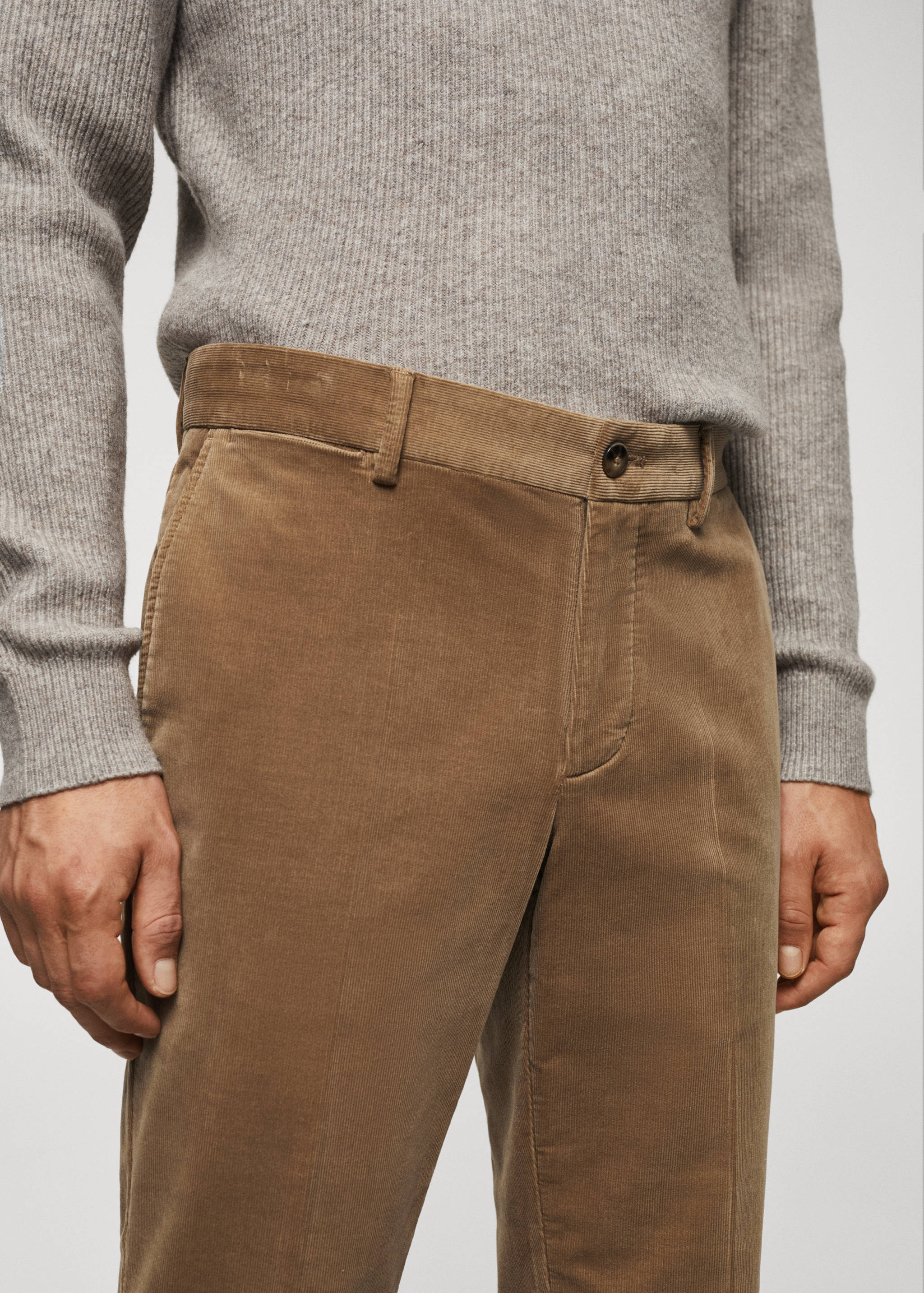 Slim-fit micro-corduroy trousers - Details of the article 1