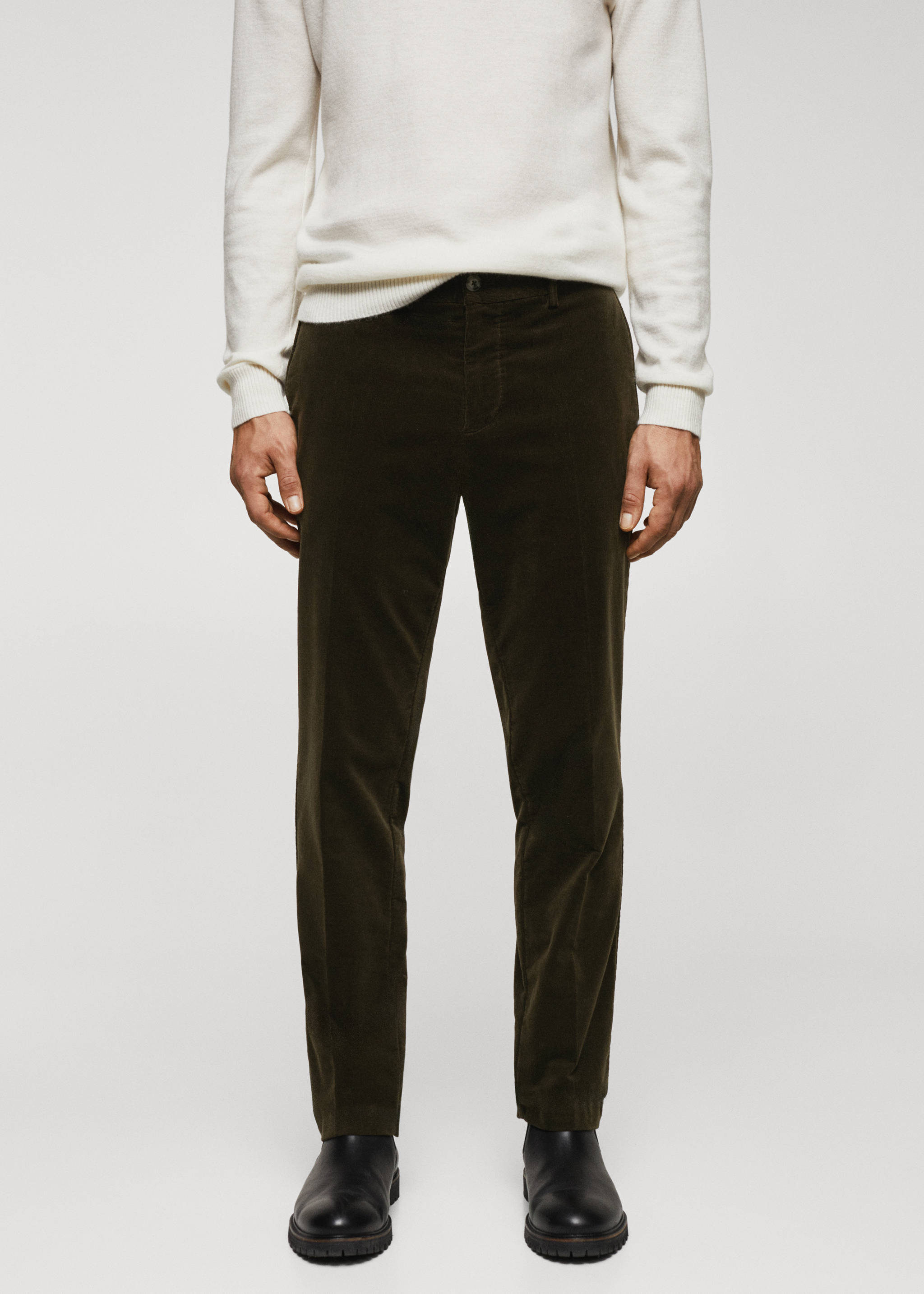 Slim-fit micro-corduroy trousers - Medium plane