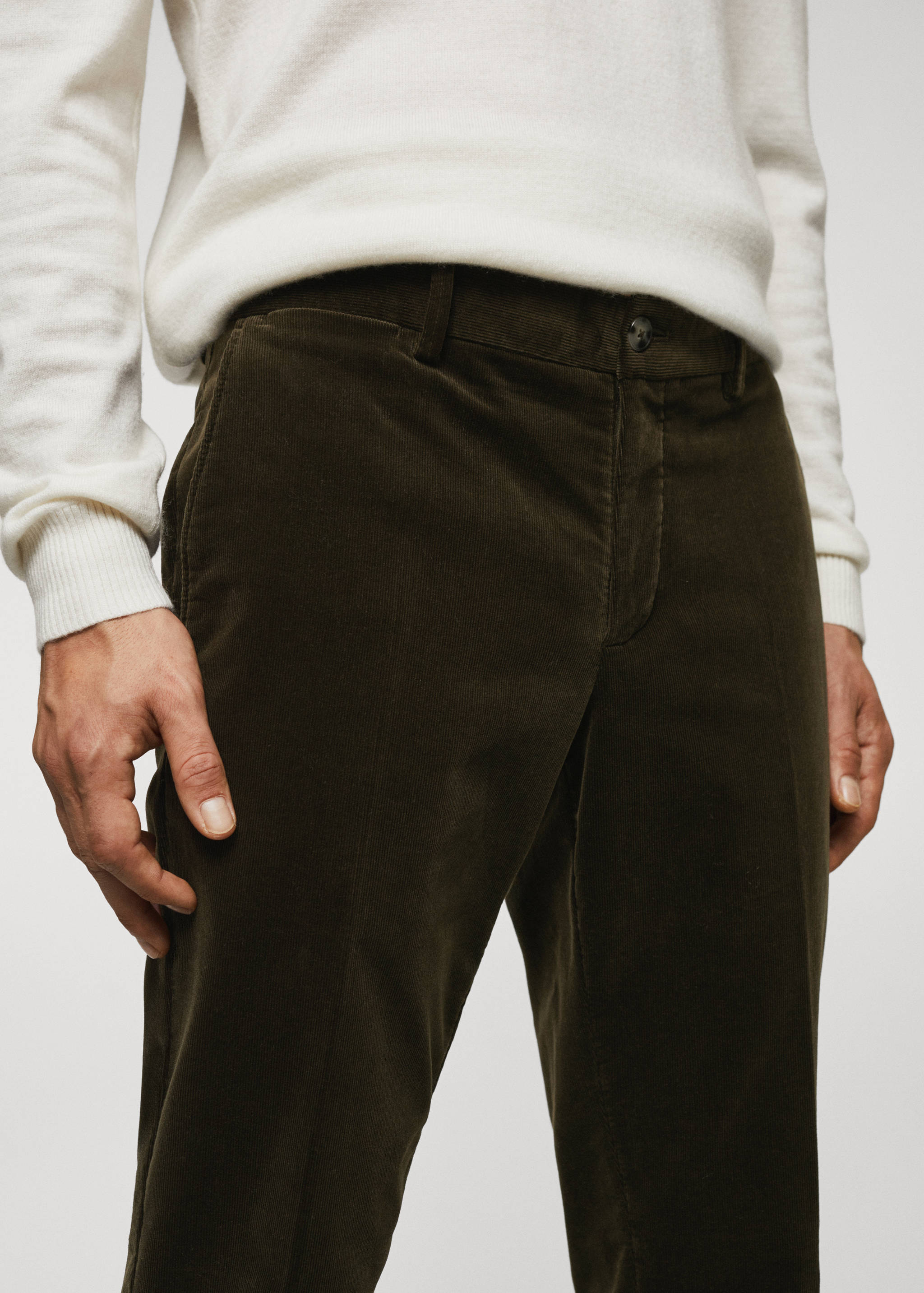 Slim-fit micro-corduroy trousers - Details of the article 1