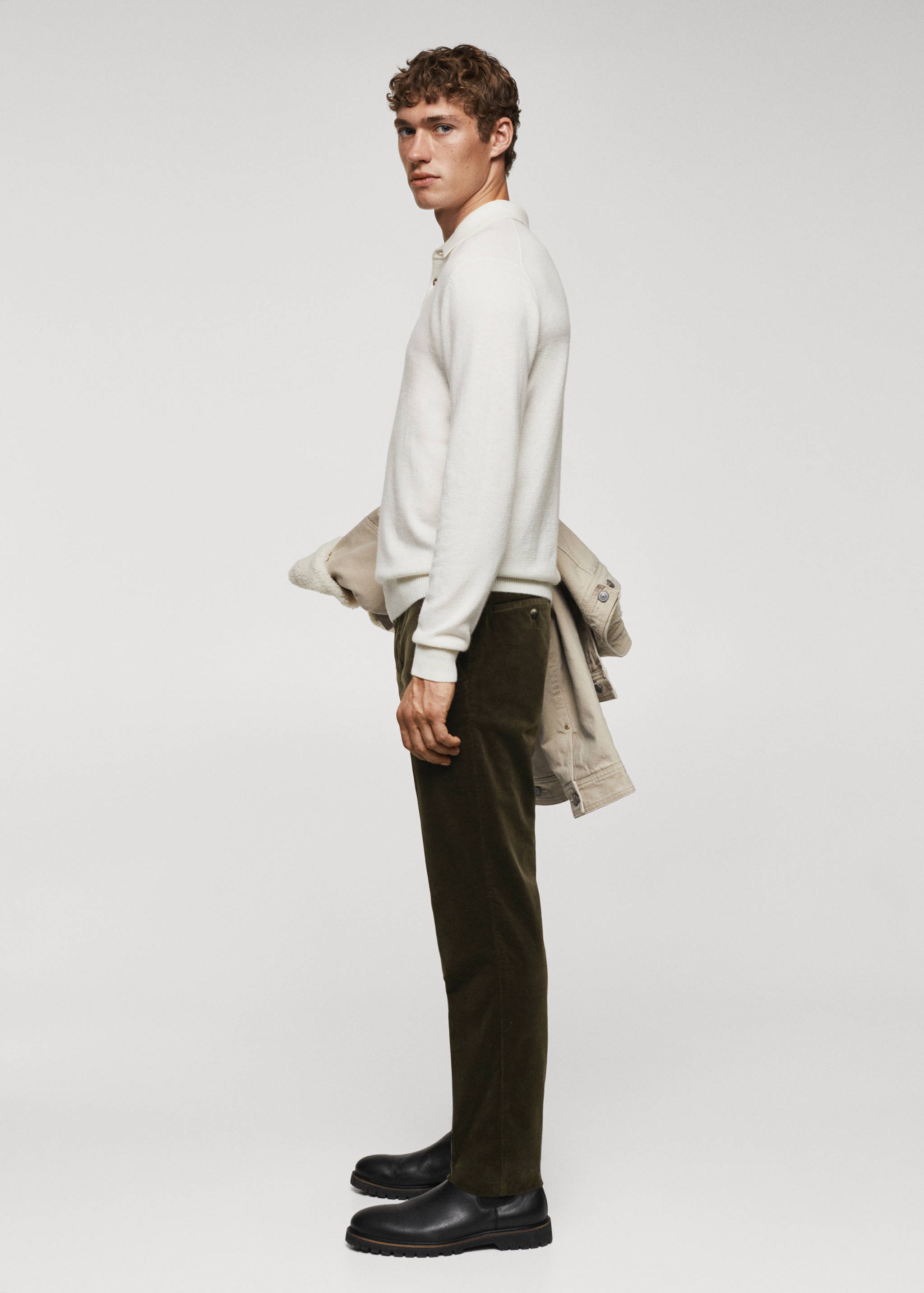 Slim-fit micro-corduroy trousers - Details of the article 2