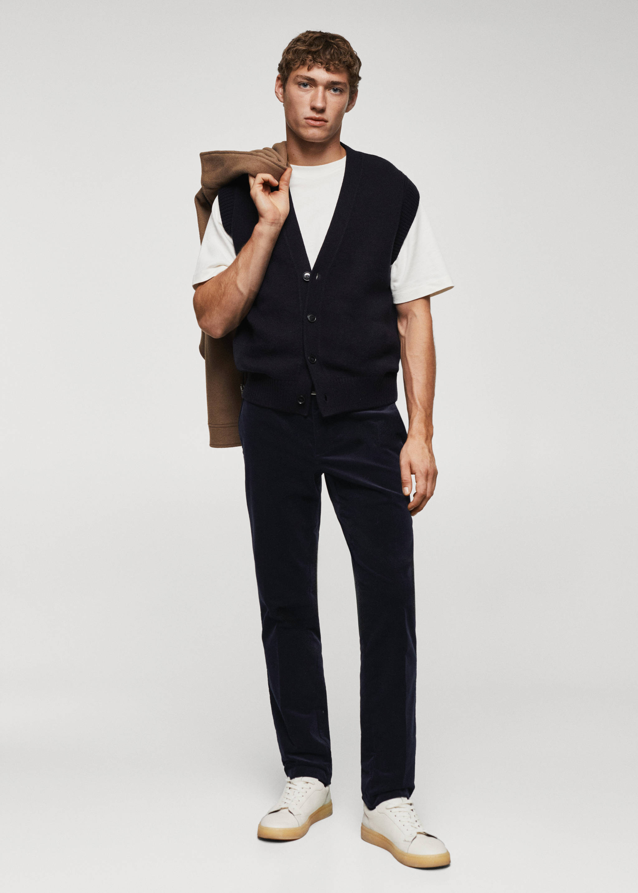 Slim-fit micro-corduroy trousers - General plane