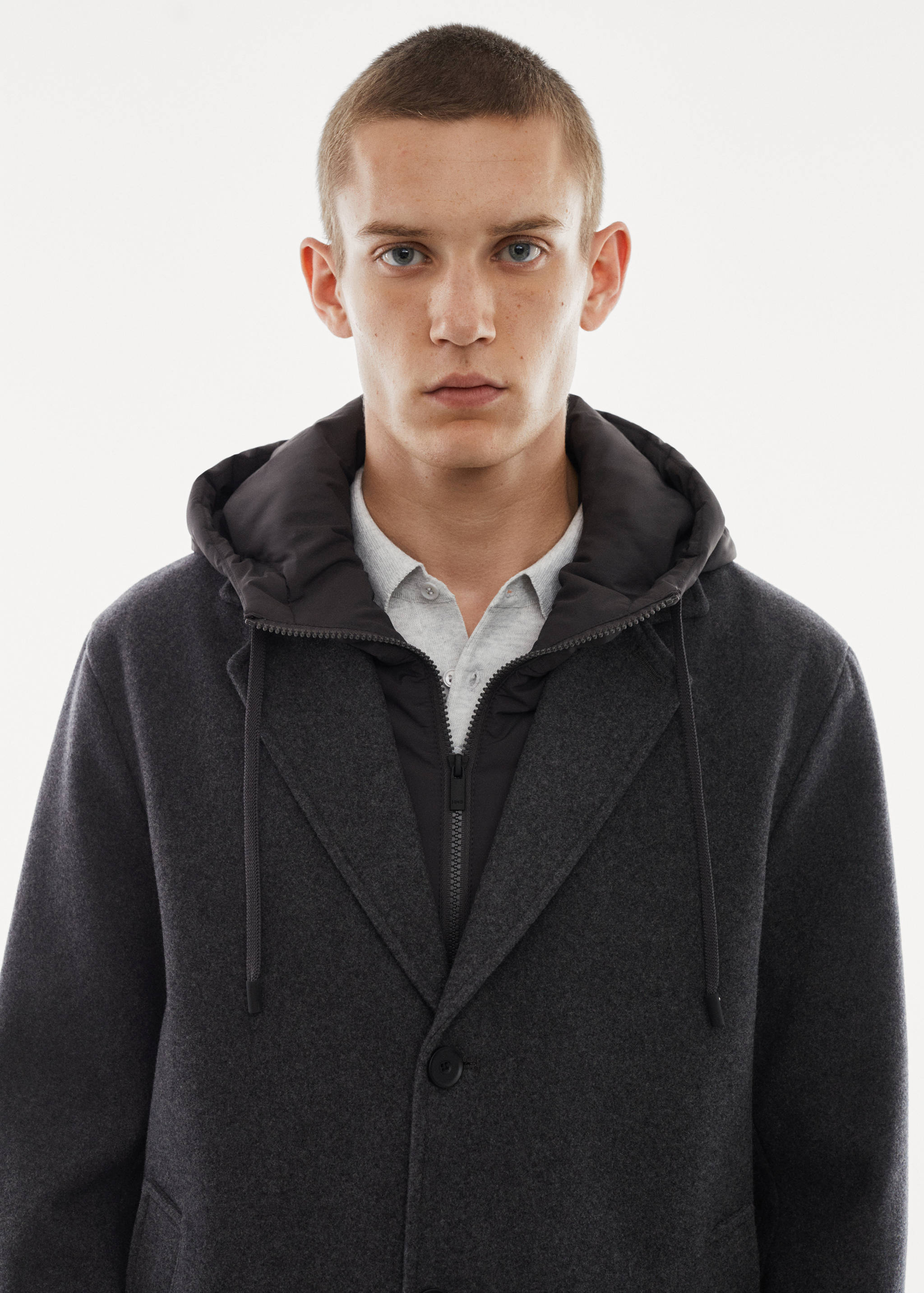 Detachable hood wool coat - Details of the article 1