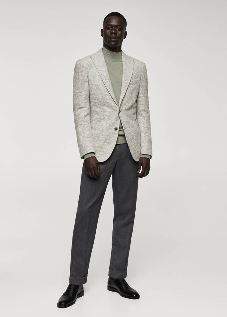 Virgin wool jacket in houndstooth wool — Beige