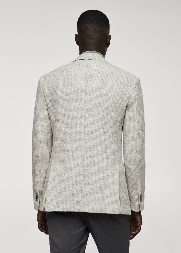 Virgin wool jacket in houndstooth wool — Beige