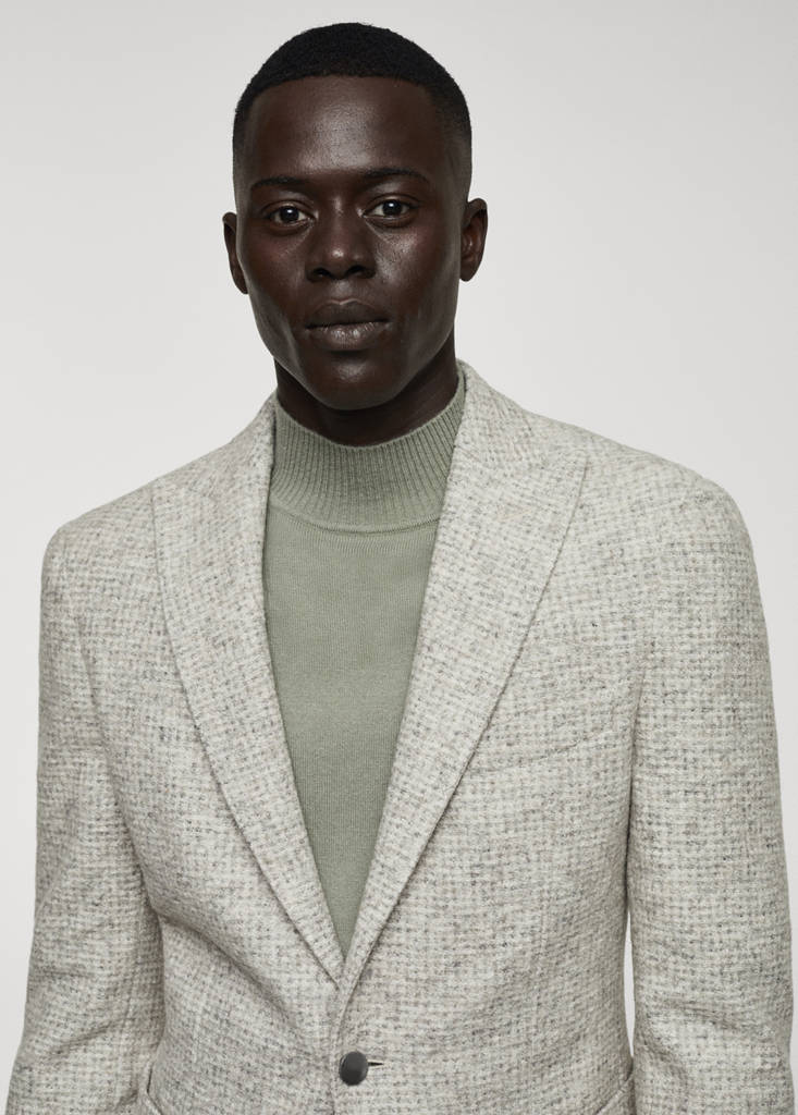 Virgin wool jacket in houndstooth wool — Beige