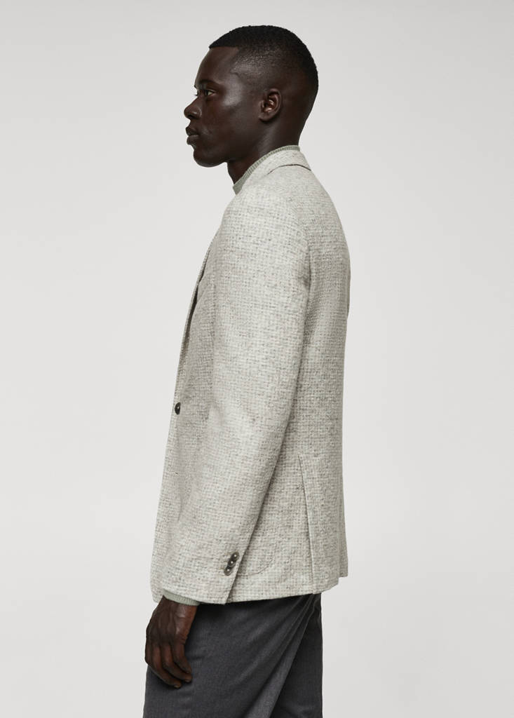 Virgin wool jacket in houndstooth wool — Beige