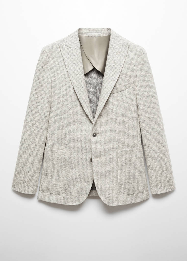 Virgin wool jacket in houndstooth wool — Beige