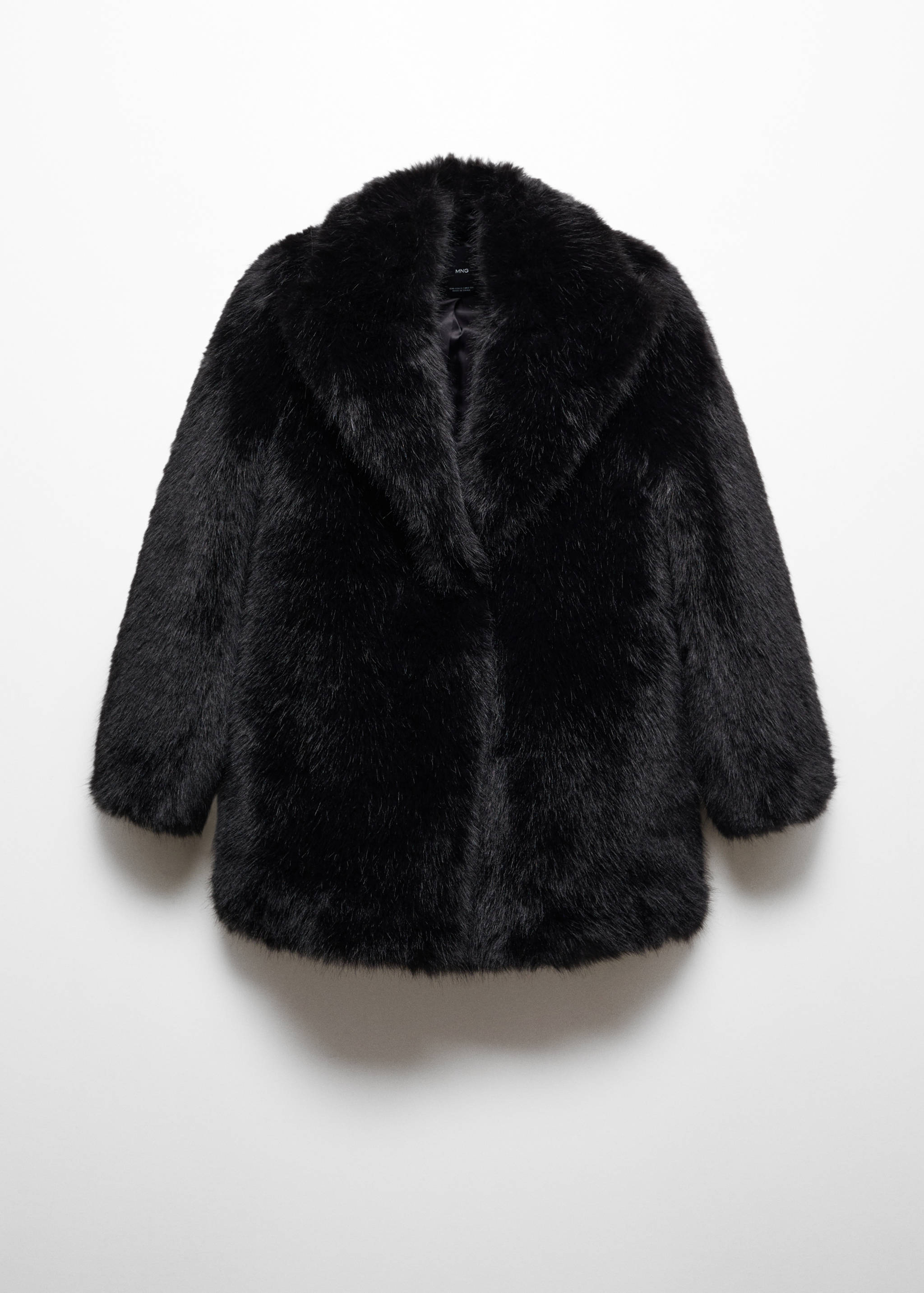 Coat with fur-effect lapels - Article without model