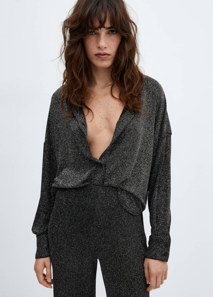 High-waisted glitter trousers — Silver