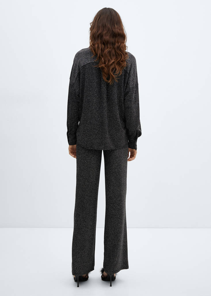 High-waisted glitter trousers — Silver