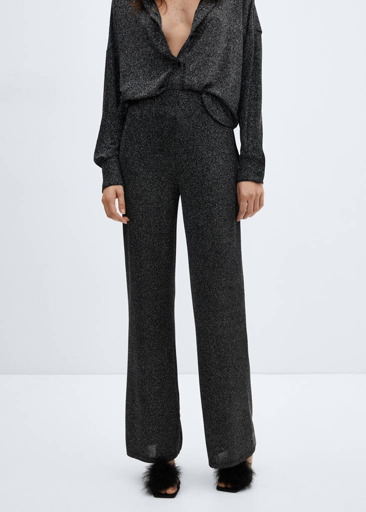 High-waisted glitter trousers — Silver