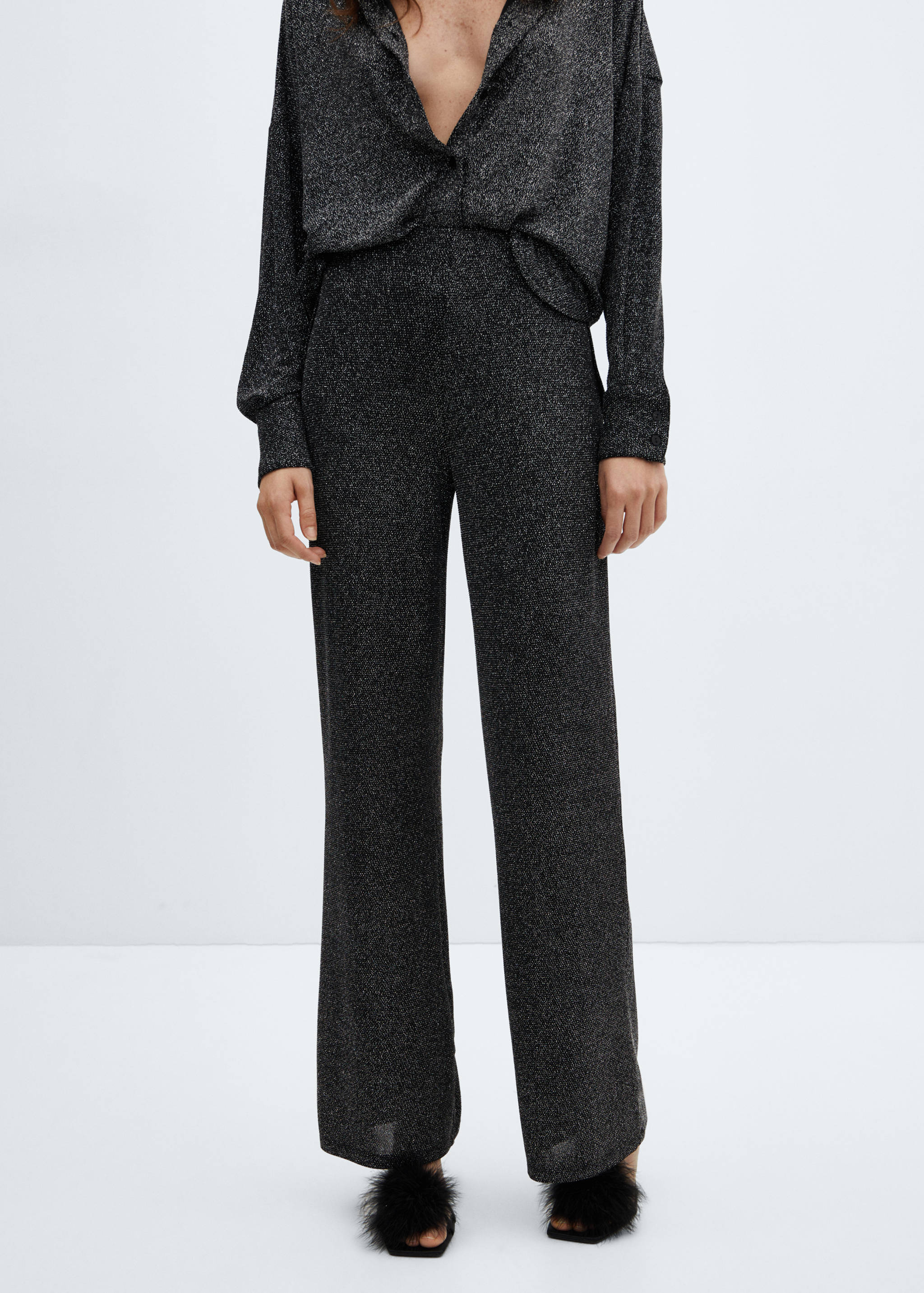 High-waisted glitter trousers - Details of the article 3