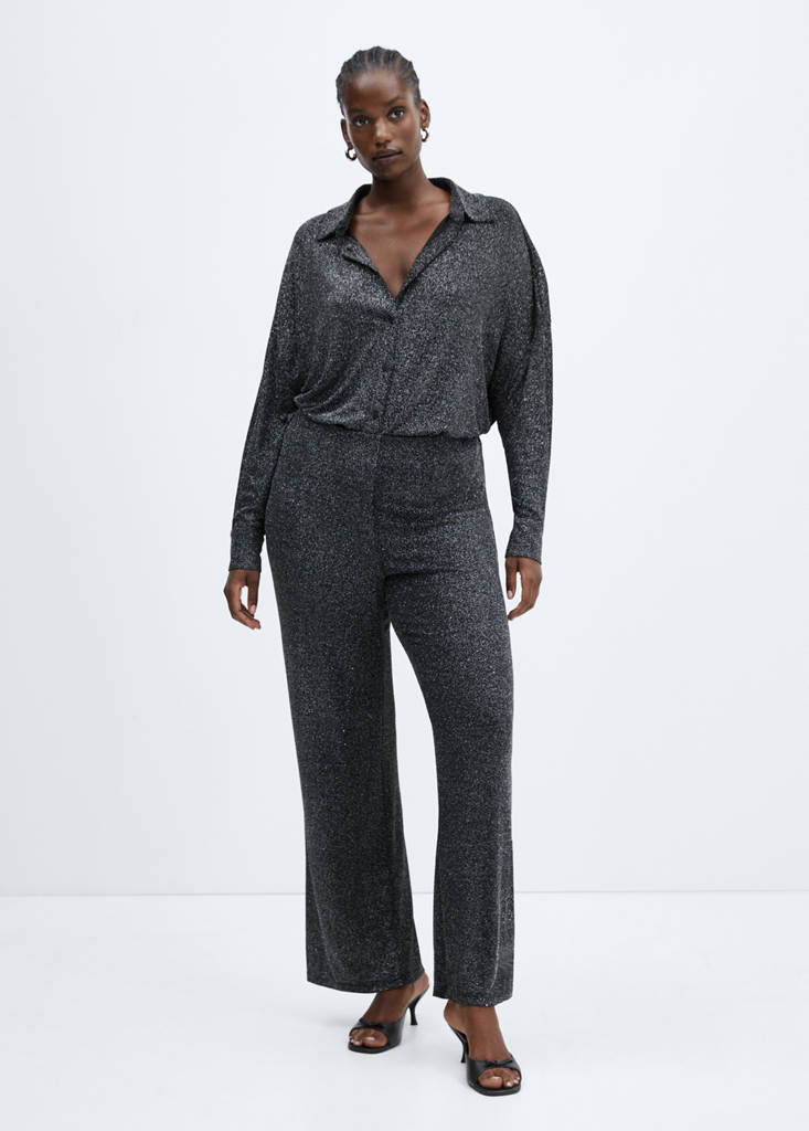 High-waisted glitter trousers — Silver