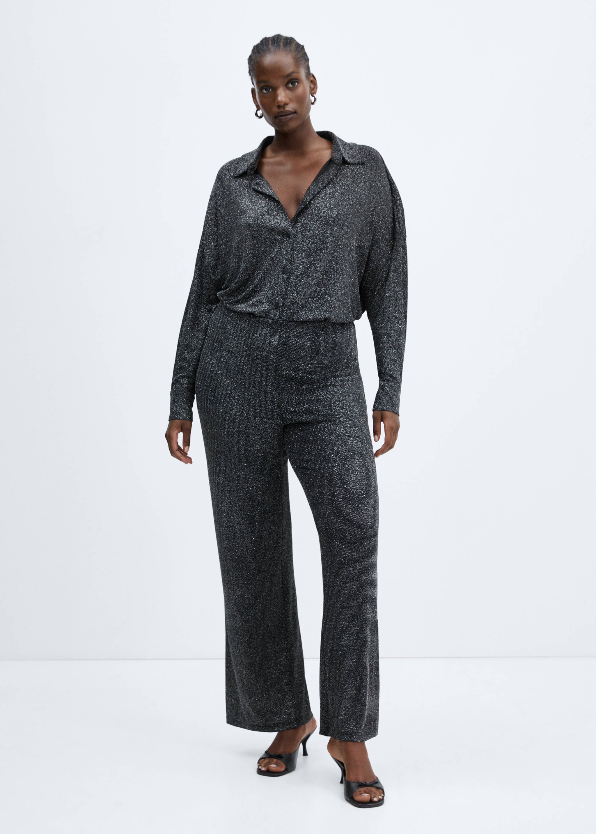 High-waisted glitter trousers - Details of the article 6