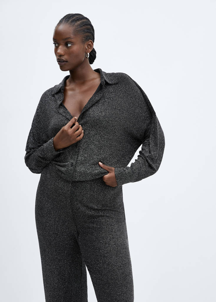 High-waisted glitter trousers — Silver