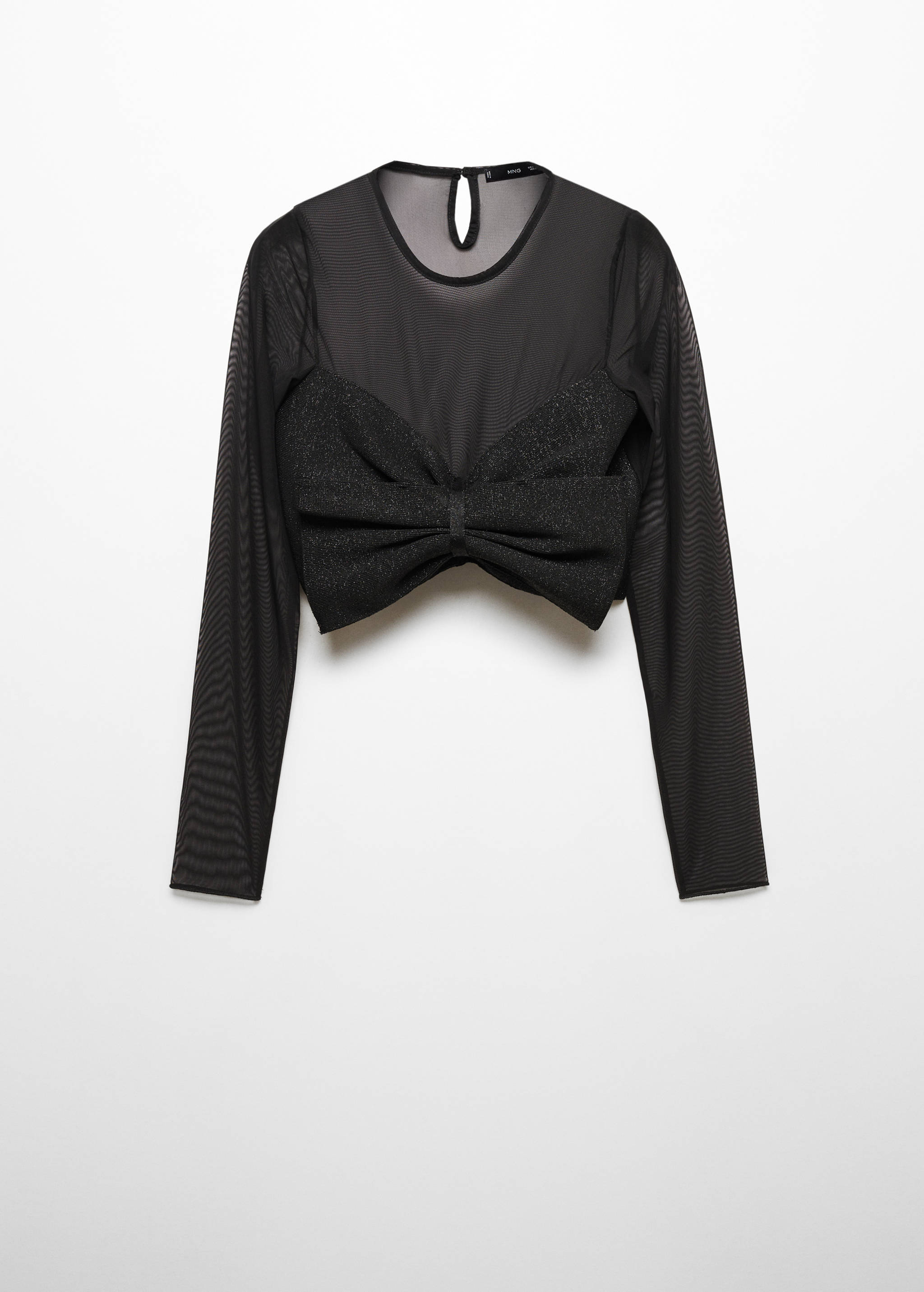 Комбинированный топ из трикотажа с бантом - Изделие без модели