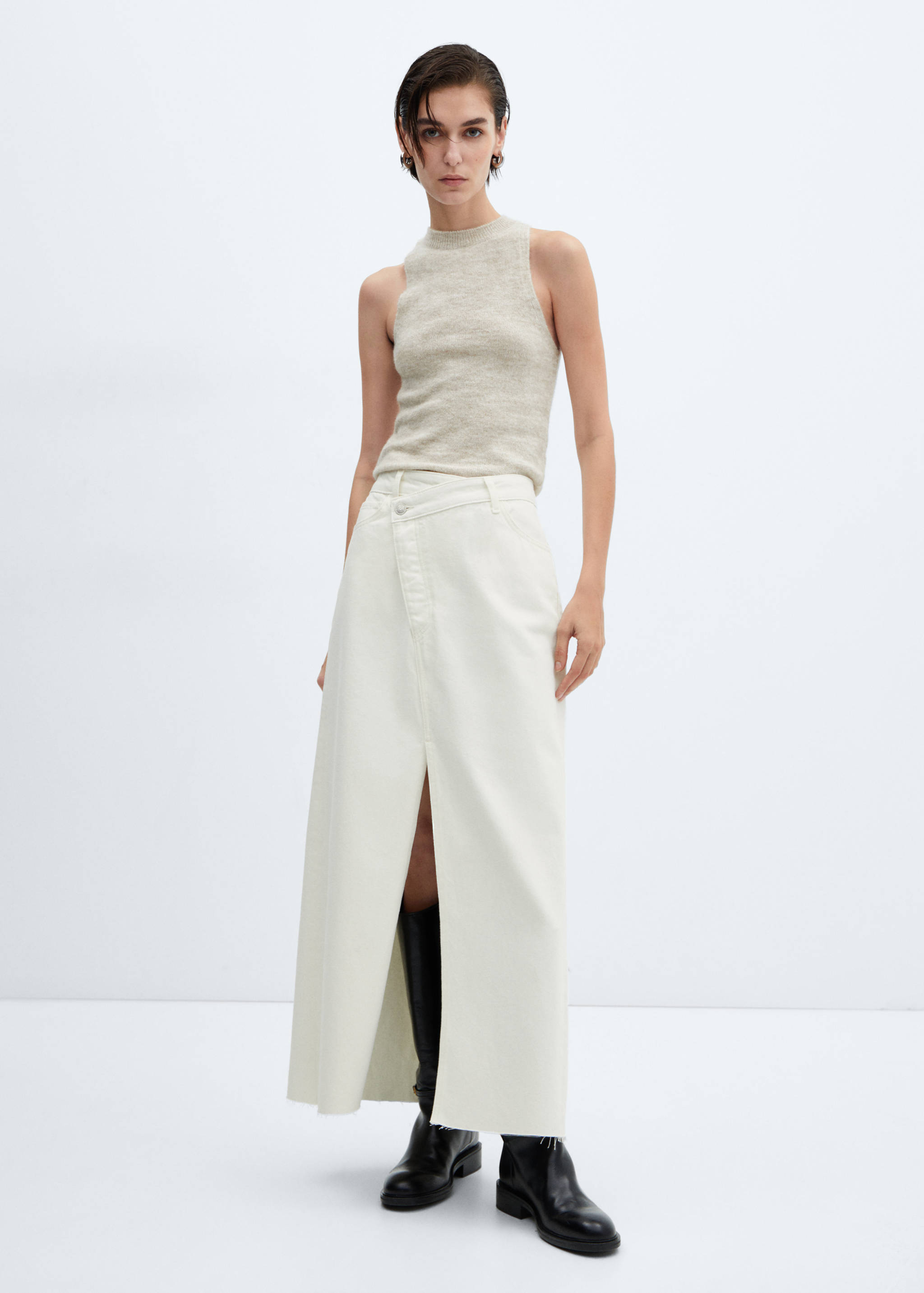 Slit denim skirt - General plane