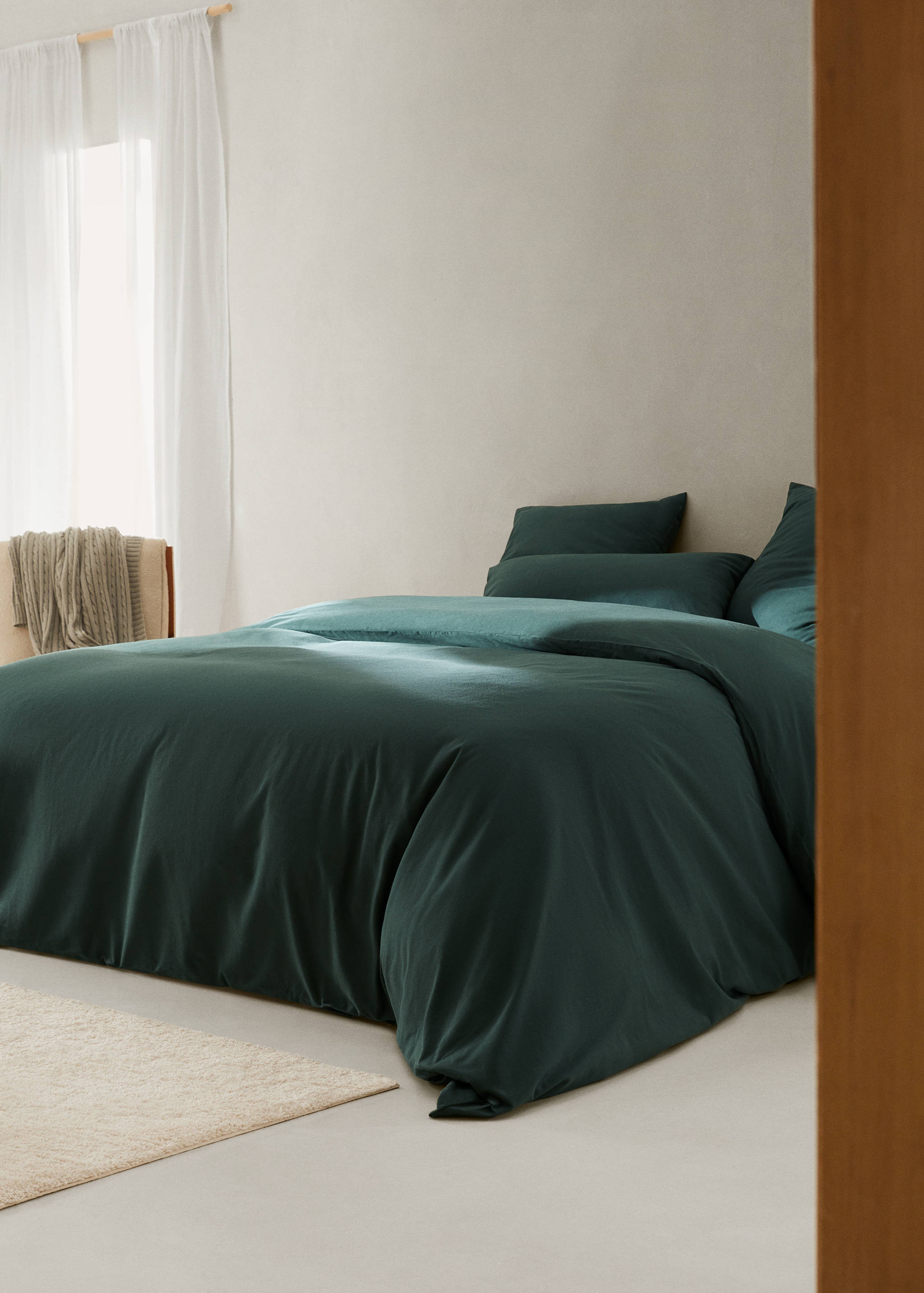 Einfarbiger Bettbezug aus Flanell für 135/140 cm Bett - Allgemeine Ansicht