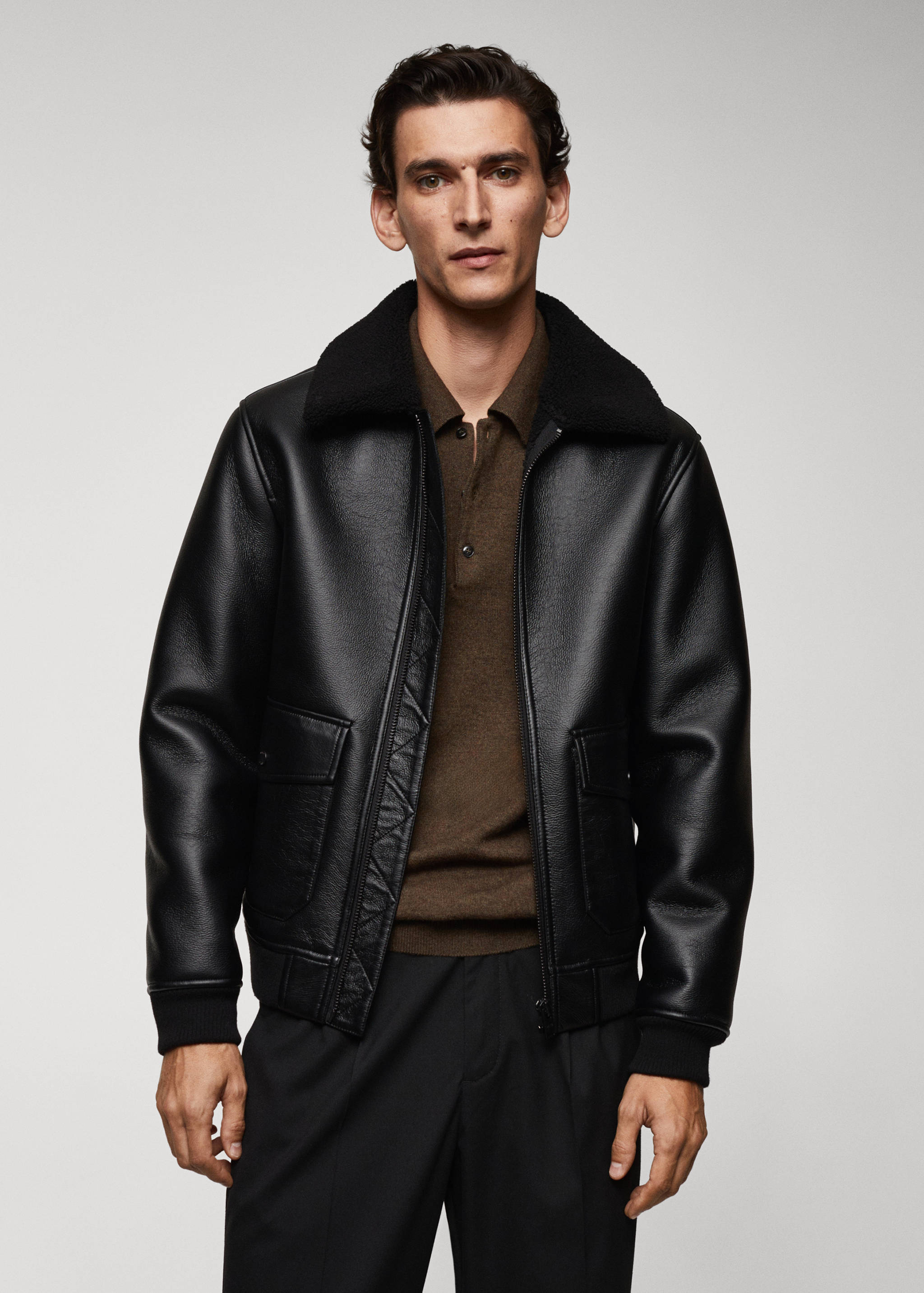 Blouson double face simili-cuir - Plan moyen