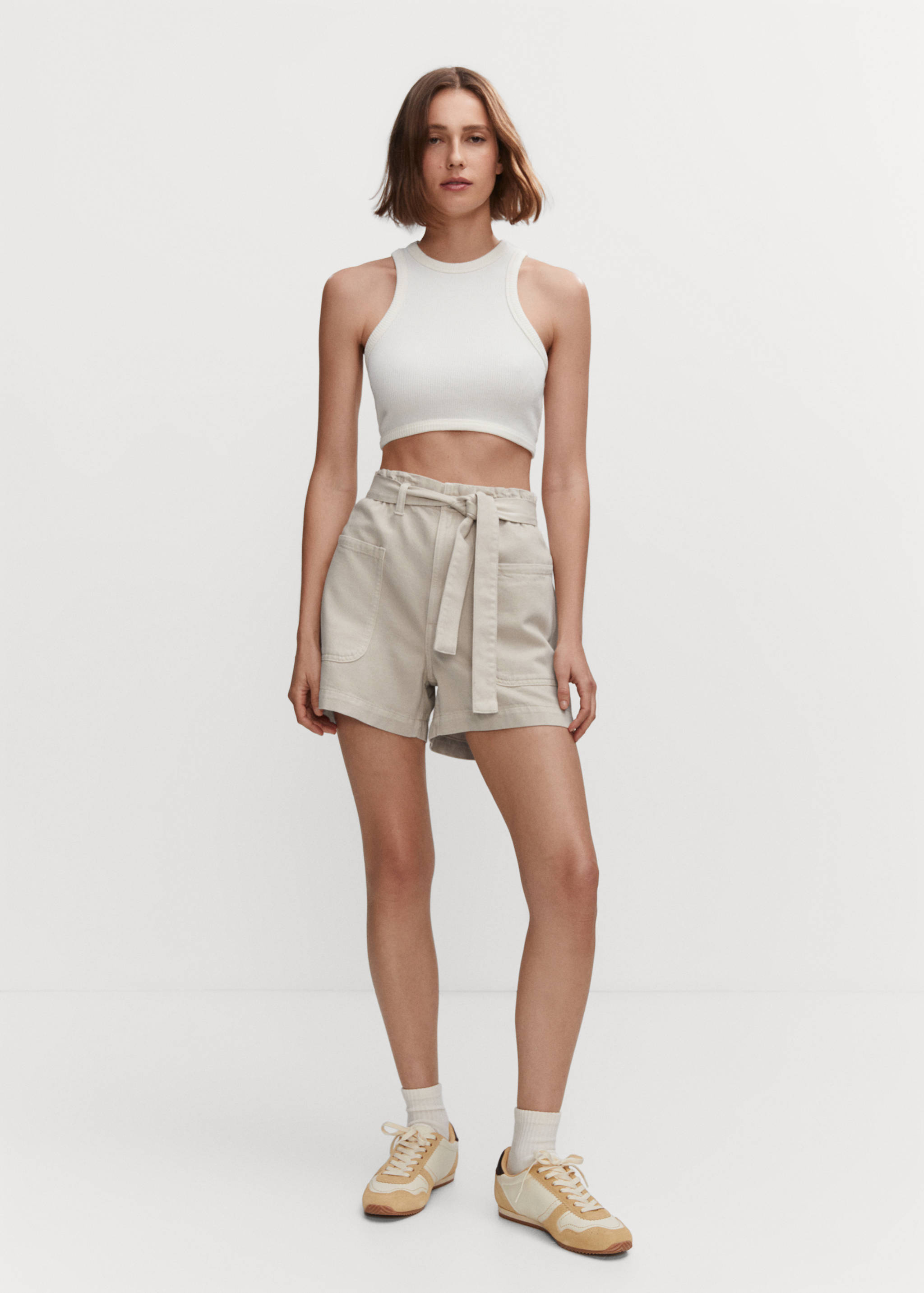 Paperbag shorts with belt - General plane