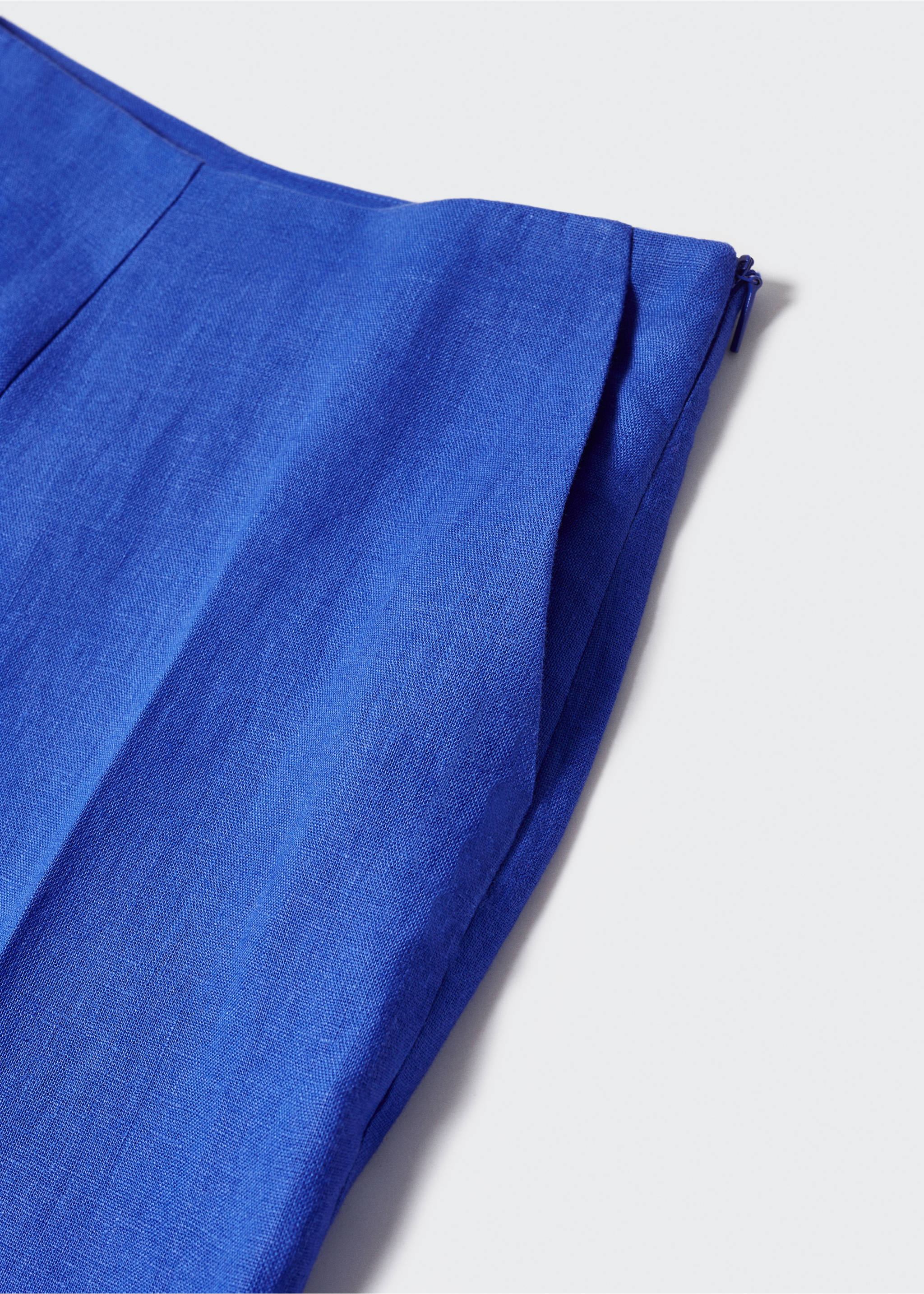 100% linen wide leg trousers - Details of the article 8, Blue. Ref: 57040153-00.