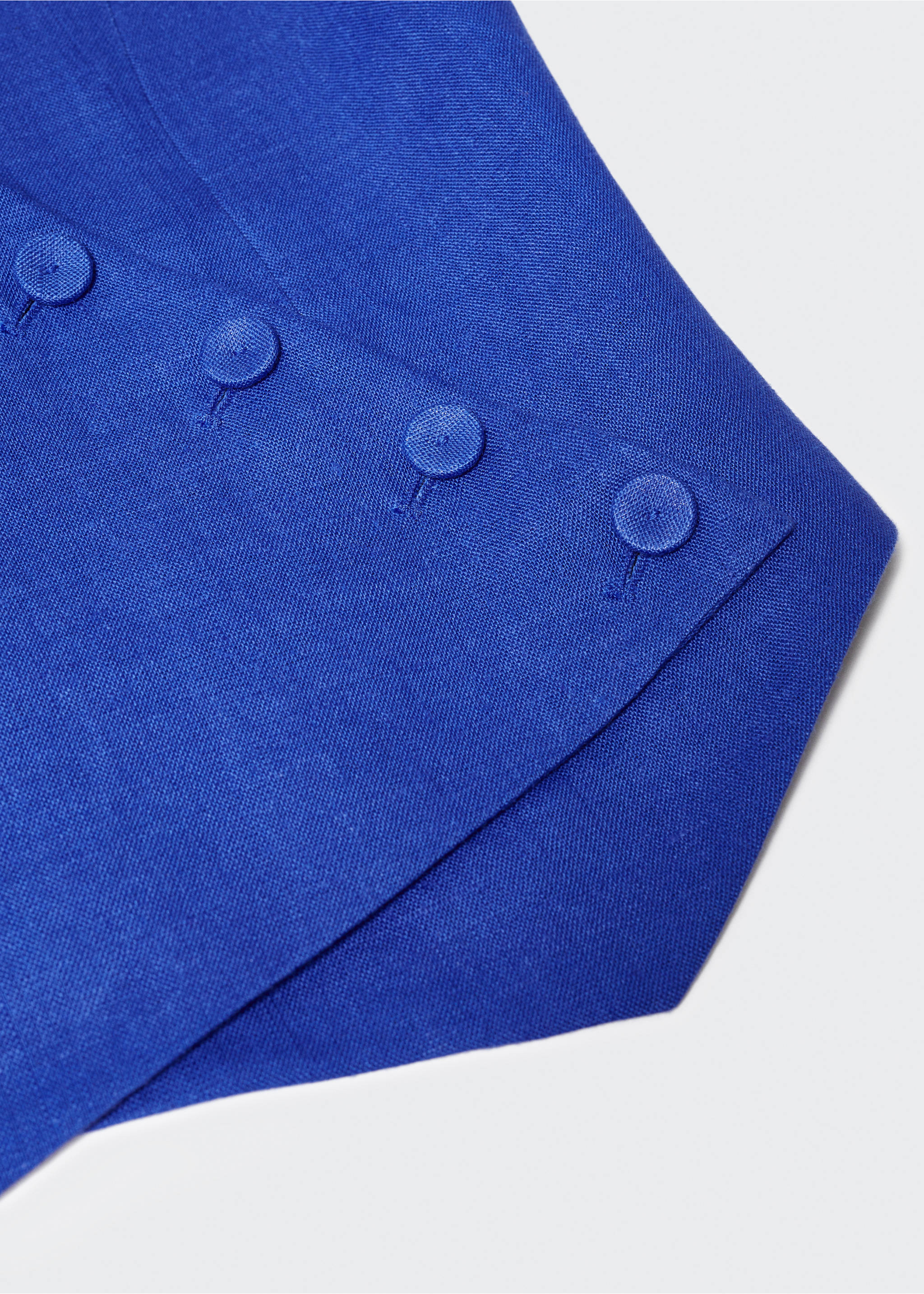 Double-breasted linen waistcoat - Details of the article 8, Blue. Ref: 57040155-00.