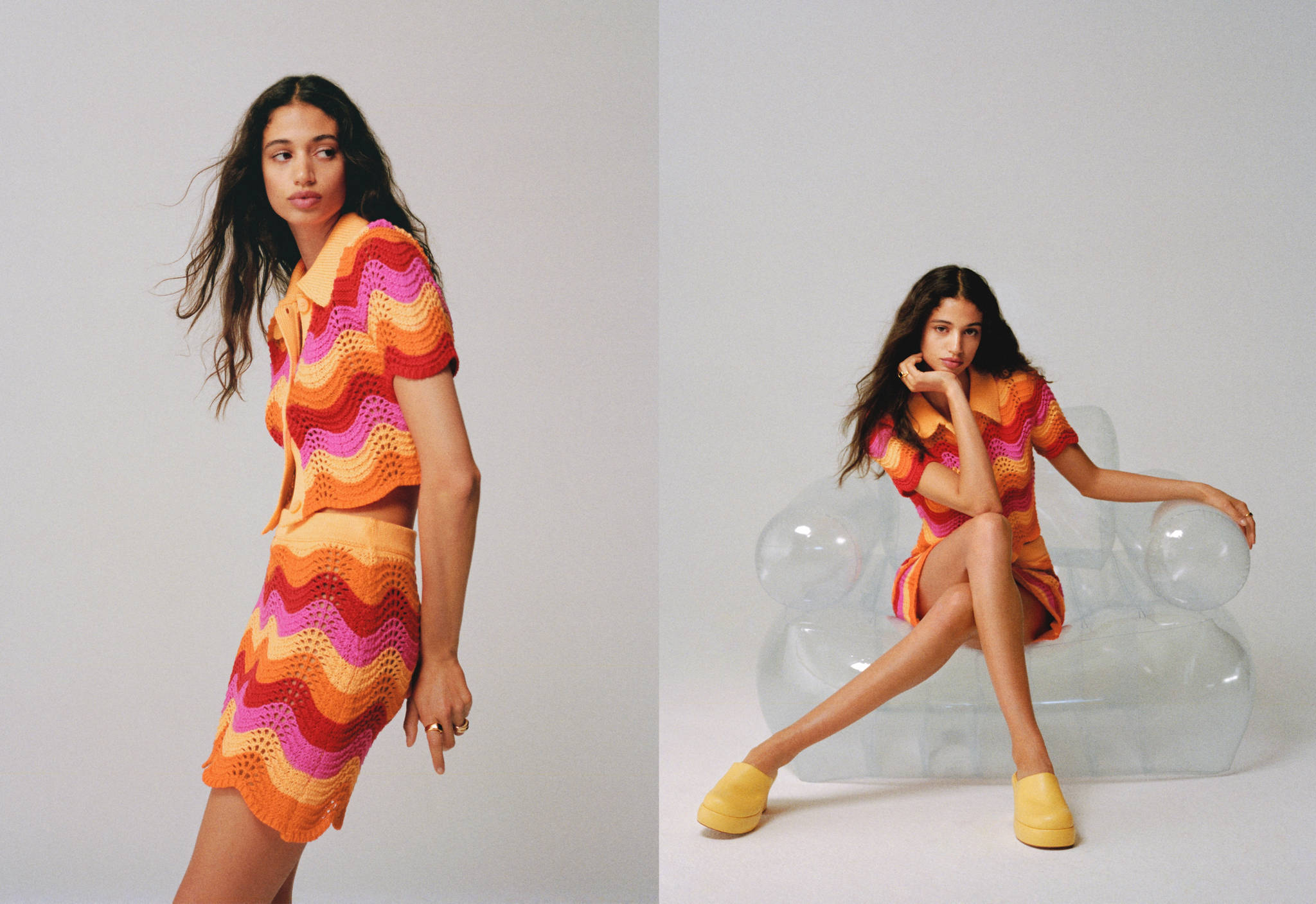 Openwork knitted mini-skirt - Panoramic plane