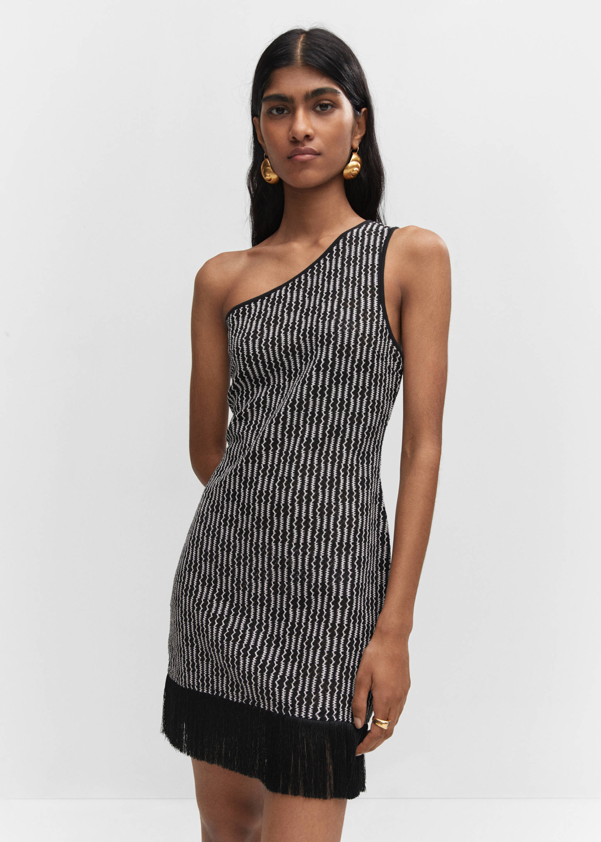 Asymmetrical dress with fringe detail - Medium plane