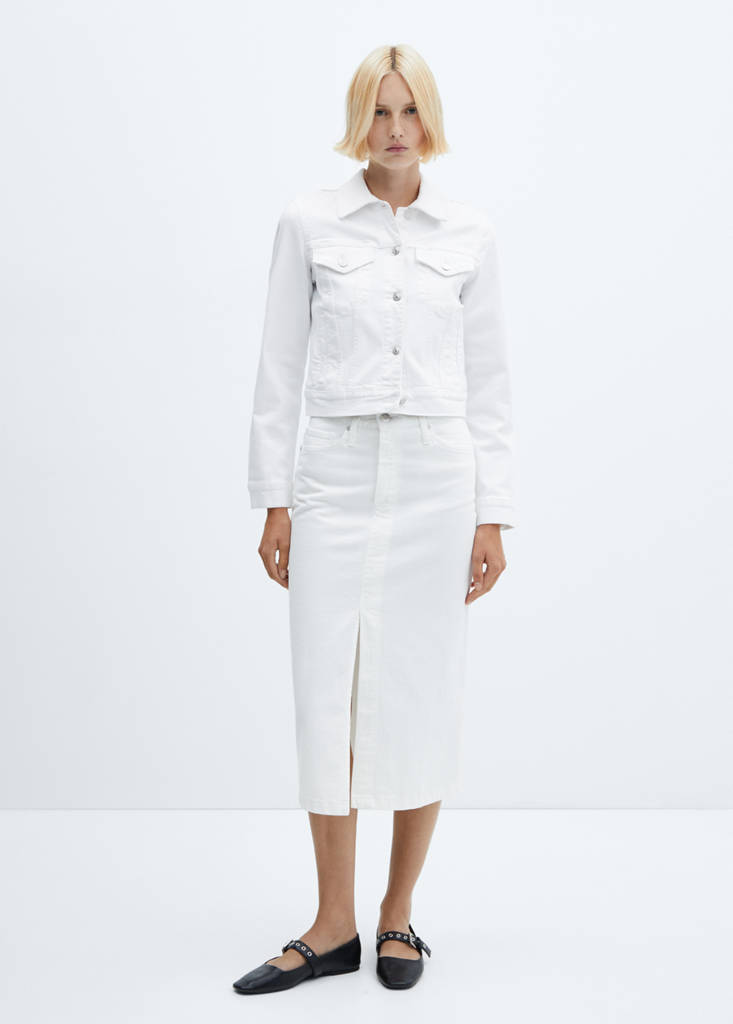 Pocketed denim jacket — White