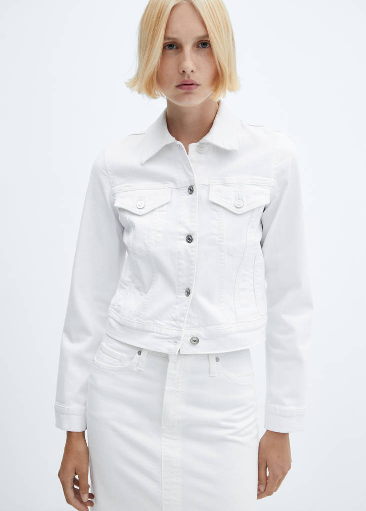 Pocketed denim jacket — White