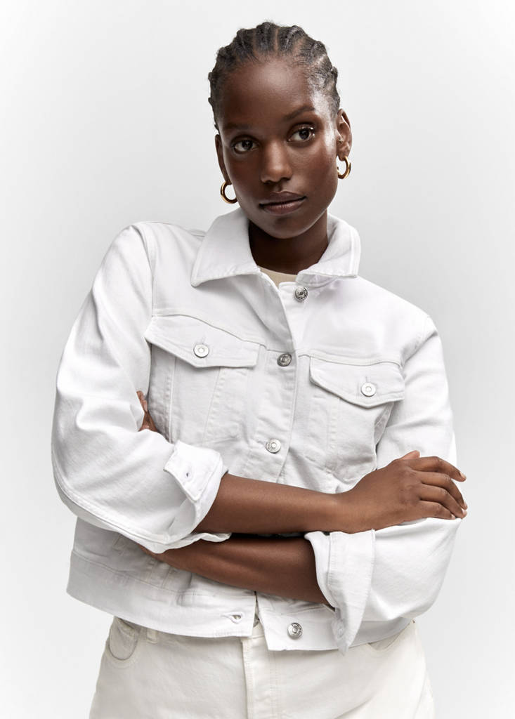 Pocketed denim jacket — White