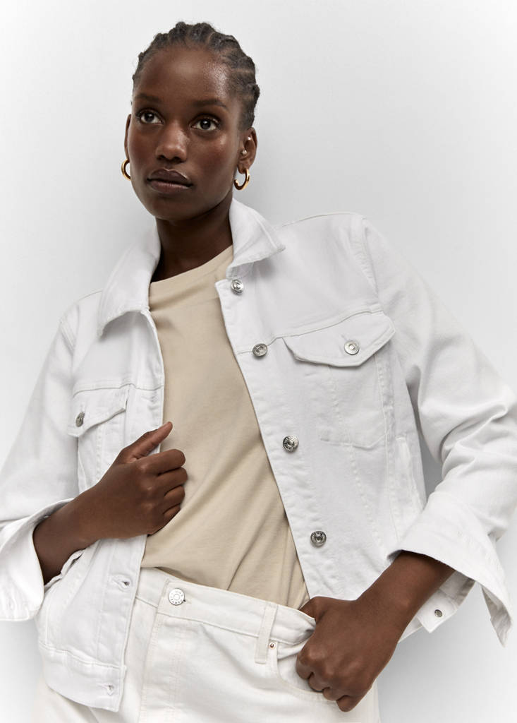 Pocketed denim jacket — White