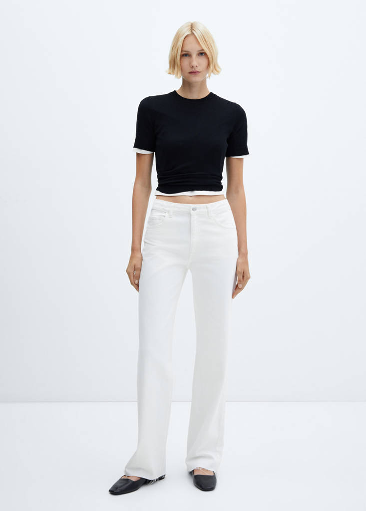 Wide leg mid-rise jeans — White