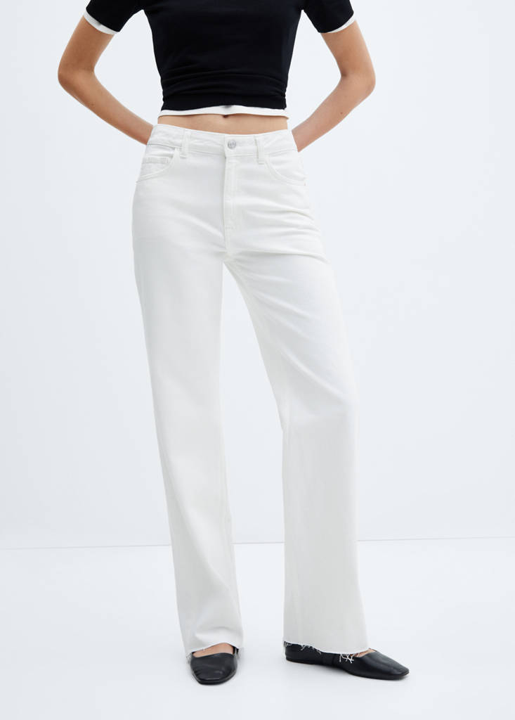 Wide leg mid-rise jeans — White