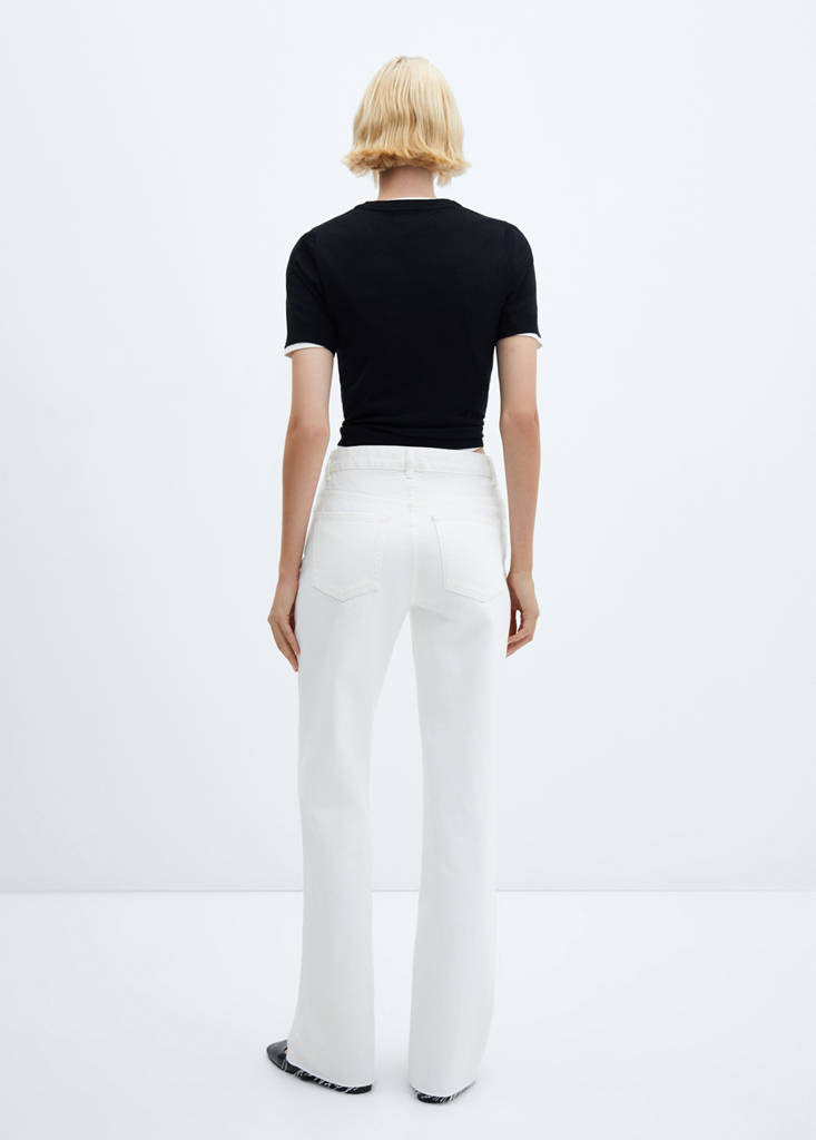 Wide leg mid-rise jeans — White