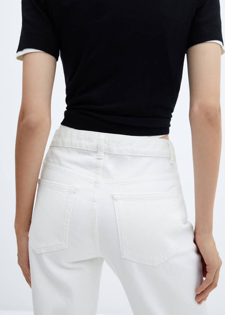 Wide leg mid-rise jeans — White